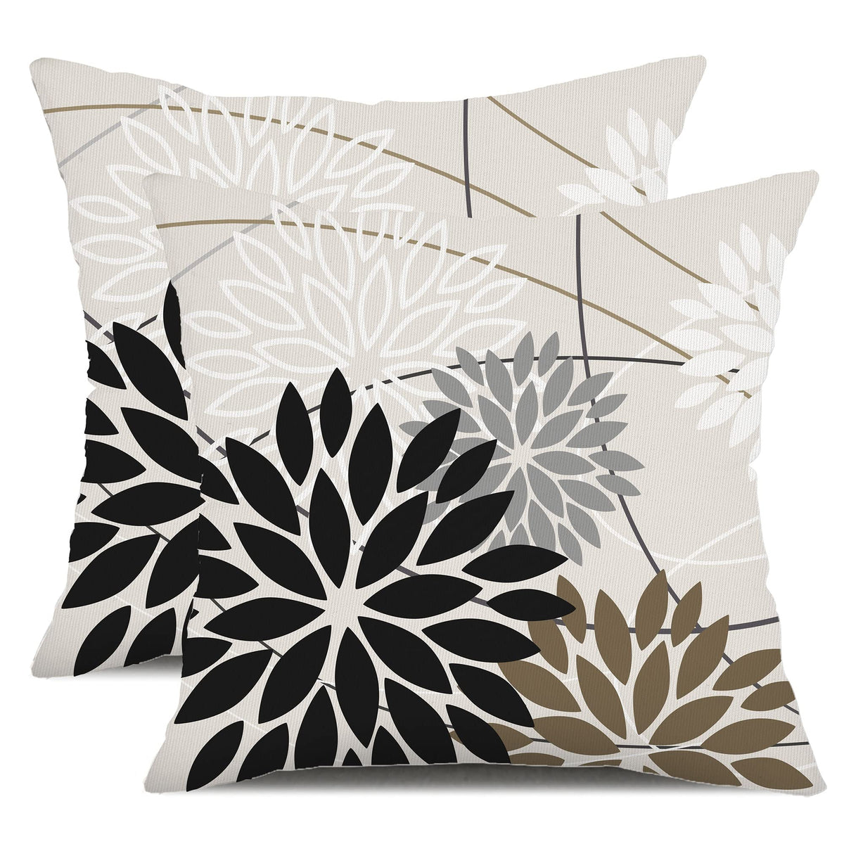 DFXSZ Blue Gray Floral Outdoor Pillow Covers 18x18 Set of 2 Waterproof