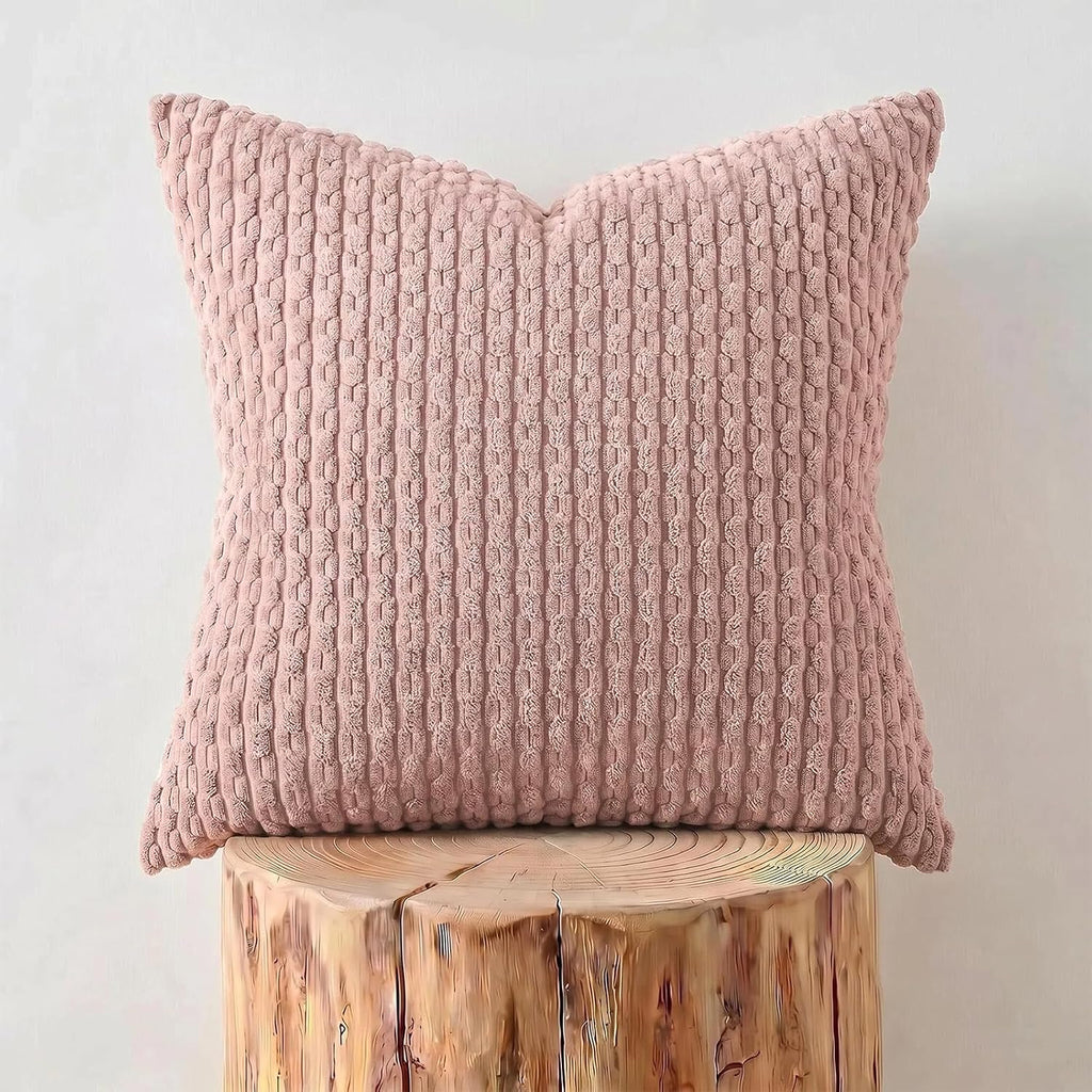 Fancy Homi 2 Packs Blush Pink Decorative Throw Pillow Covers 18x18 Inch for Couch Bed Sofa, Modern Farmhouse Boho Home Decor, Soft Cute Plush Corduroy Cushion Case 45x45 cm