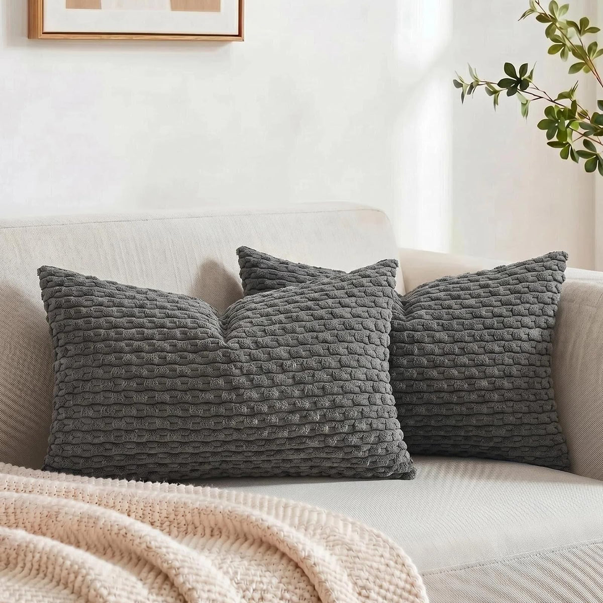 Fancy Homi 2 Packs Blush Pink Decorative Throw Pillow Covers 18x18 Inch for Couch Bed Sofa, Modern Farmhouse Boho Home Decor, Soft Cute Plush Corduroy Cushion Case 45x45 cm