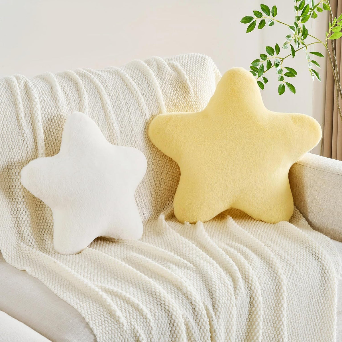 Star Pillow,Star Shaped Decorative Throw Pillow for Bed Couch,Yellow,15.7"