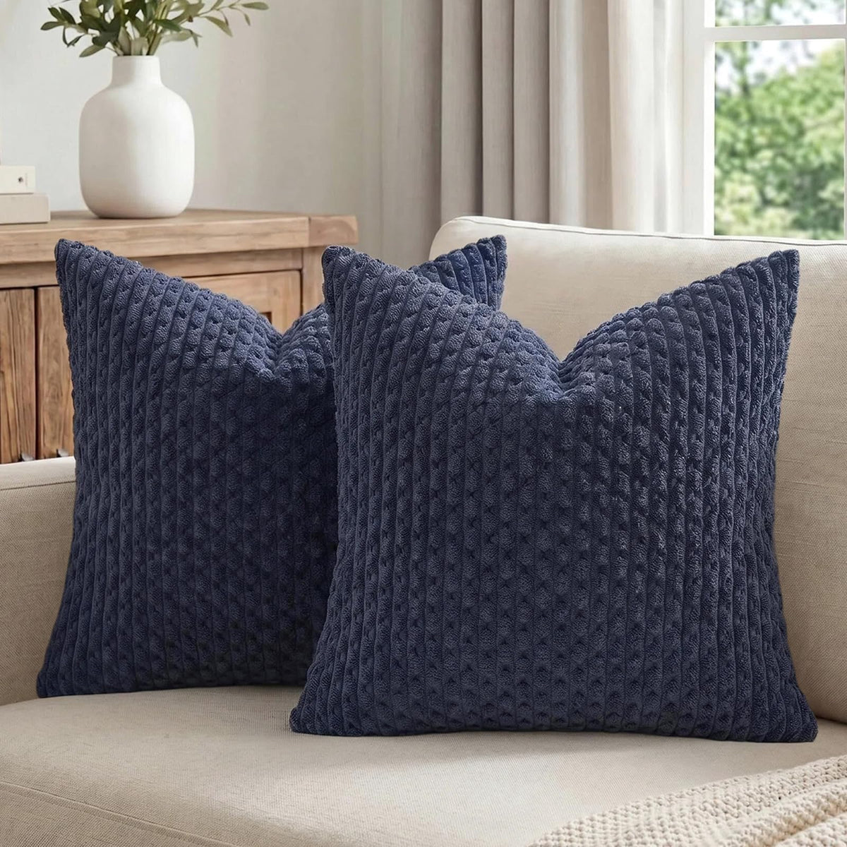 Fancy Homi 2 Packs Blush Pink Decorative Throw Pillow Covers 18x18 Inch for Couch Bed Sofa, Modern Farmhouse Boho Home Decor, Soft Cute Plush Corduroy Cushion Case 45x45 cm