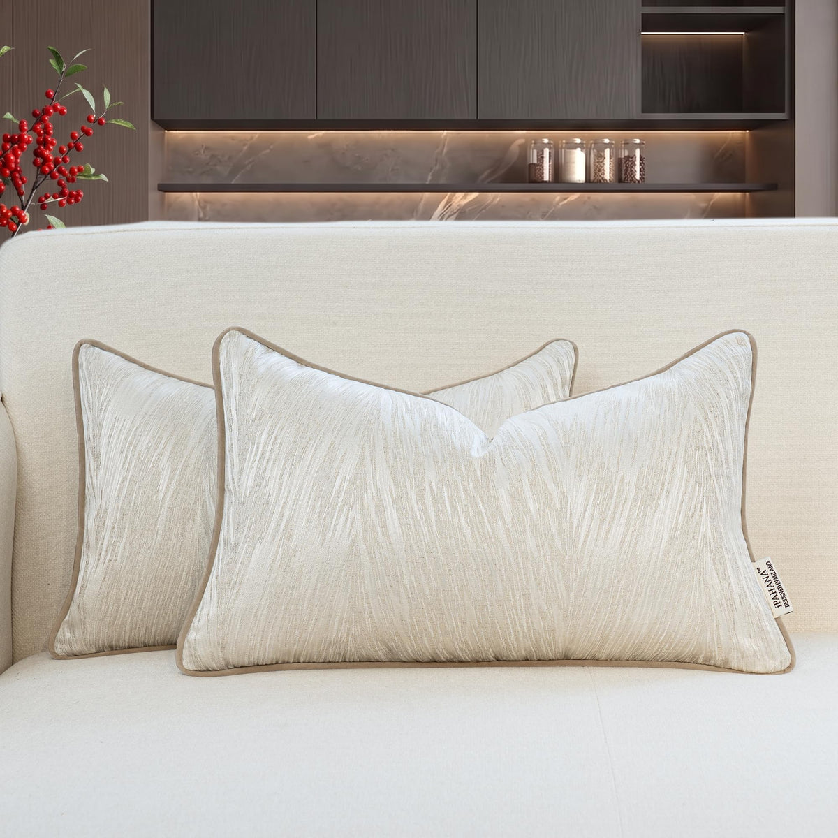 18x18 Modern Luxury Textured Throw Pillow Covers, Gray Brown, 2PC