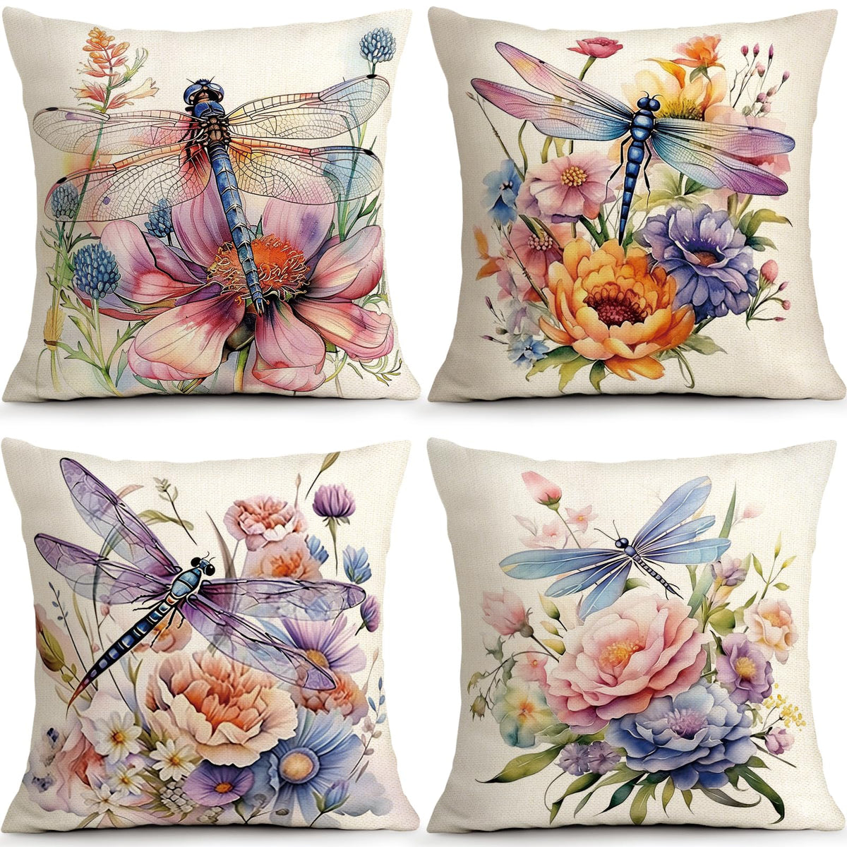 Sage Green Leaves Pillow Covers 18x18 Inch Botanical Cushion Cover Set of 4