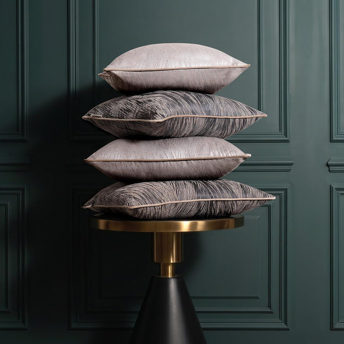 18x18 Modern Luxury Textured Throw Pillow Covers, Gray Brown, 2PC