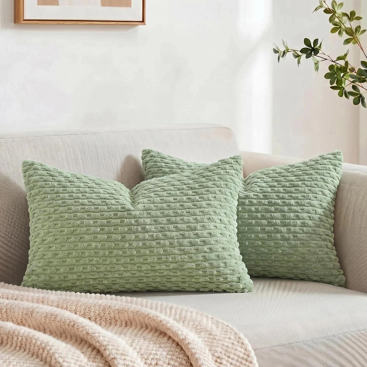 Fancy Homi 2 Packs Blush Pink Decorative Throw Pillow Covers 18x18 Inch for Couch Bed Sofa, Modern Farmhouse Boho Home Decor, Soft Cute Plush Corduroy Cushion Case 45x45 cm