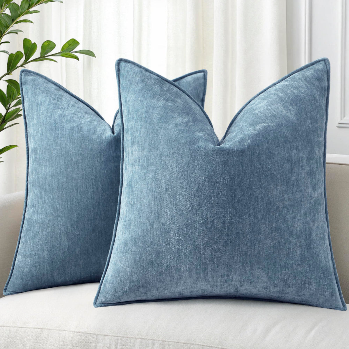 decorUhome Chenille Ultimate Gray Throw Pillow Covers 18x18 Set of 2