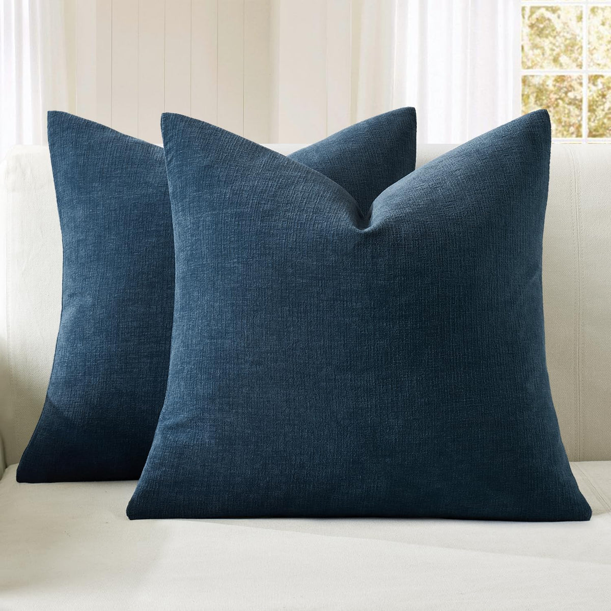 MIULEE Sage Green Chenille Couch Throw Pillow Covers, 18x18