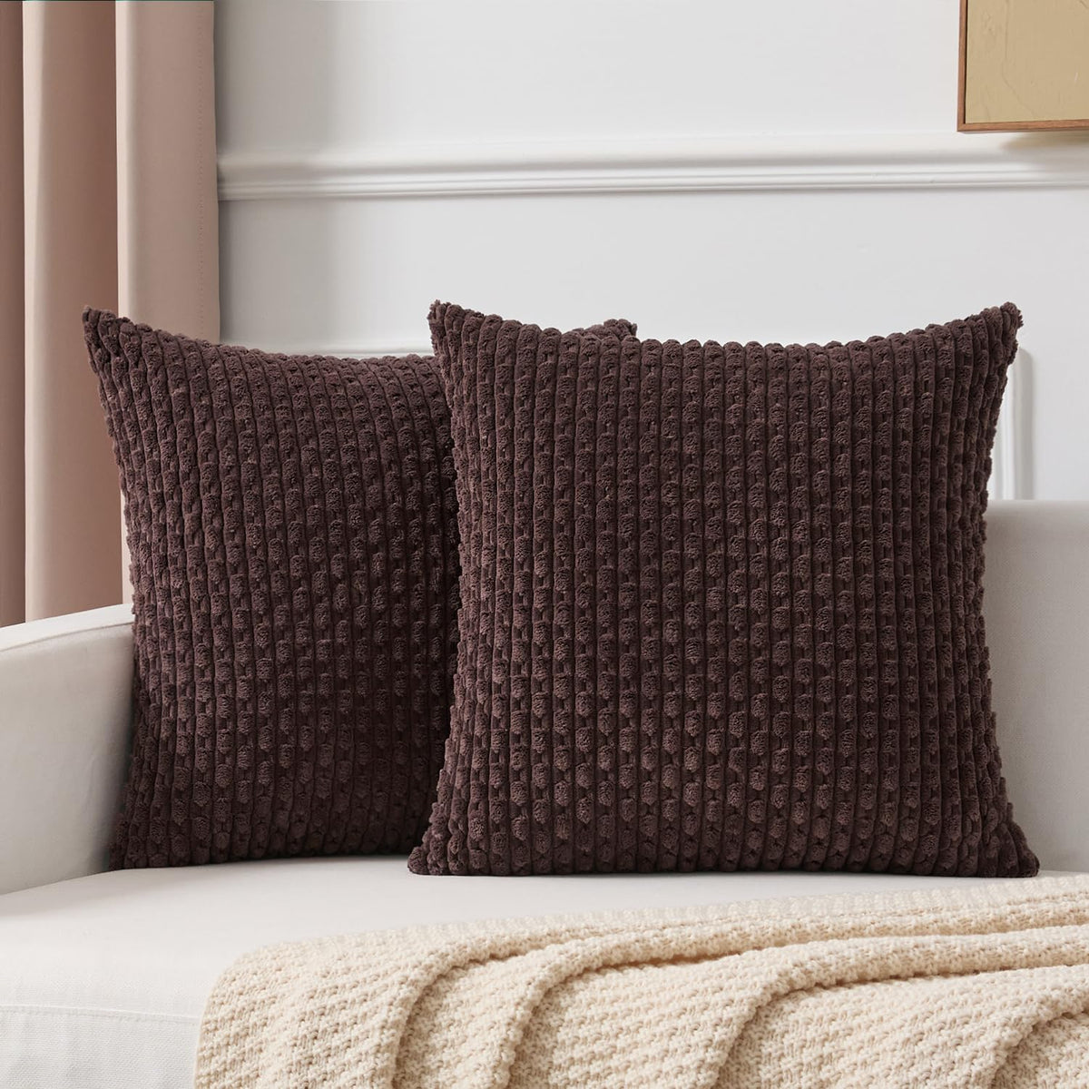 Kevin Textile Soft Corduroy 18x18 Inch Pillow Covers 2 Pack, Dark Green