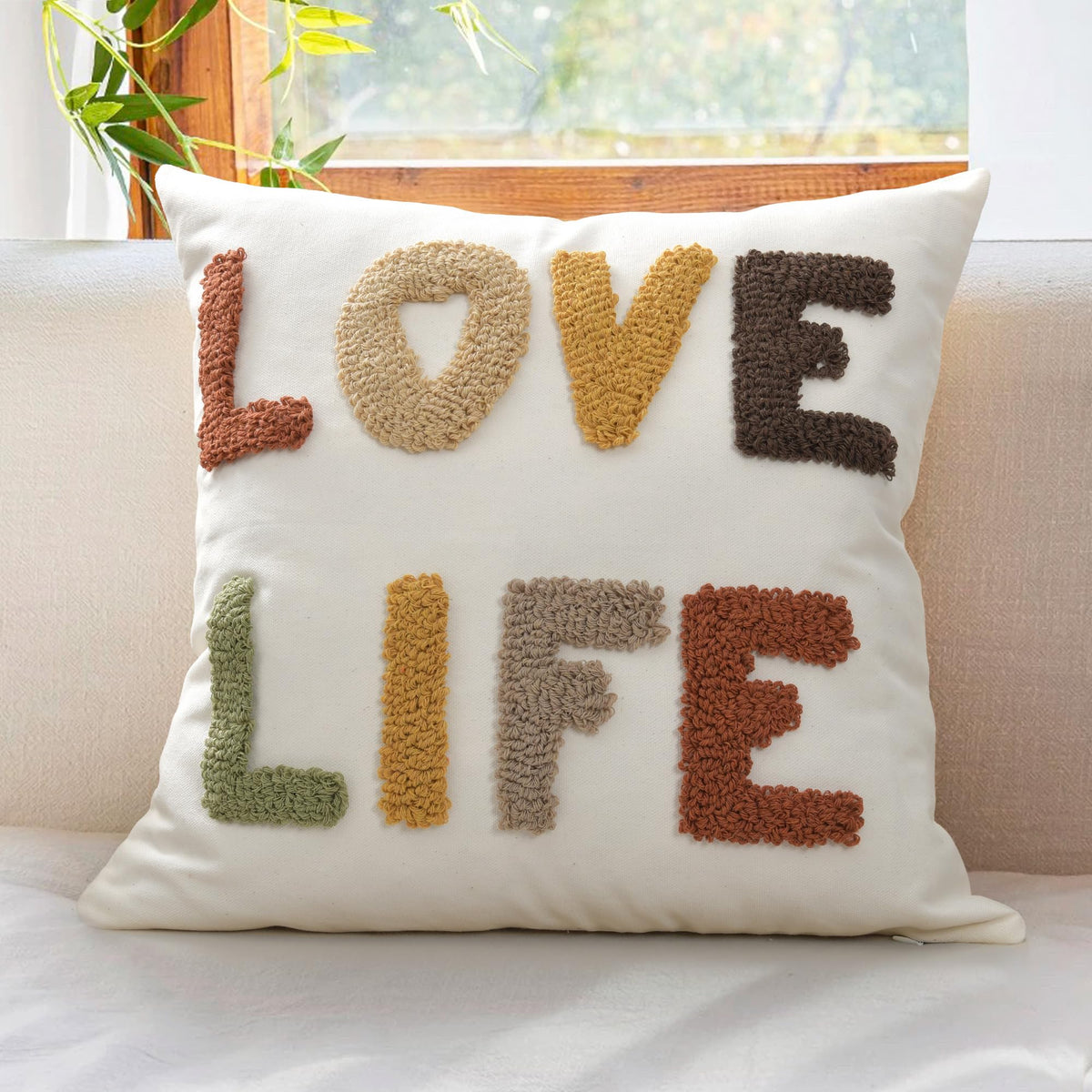 Boho Sofa Throw Pillow Covers – Exquisitely Crafted with Hand-Finished Tuft with Thick Cotton Tassel Details – Soft & Stylish Moroccan Decorative, 18x18inch (Spring Ruched)