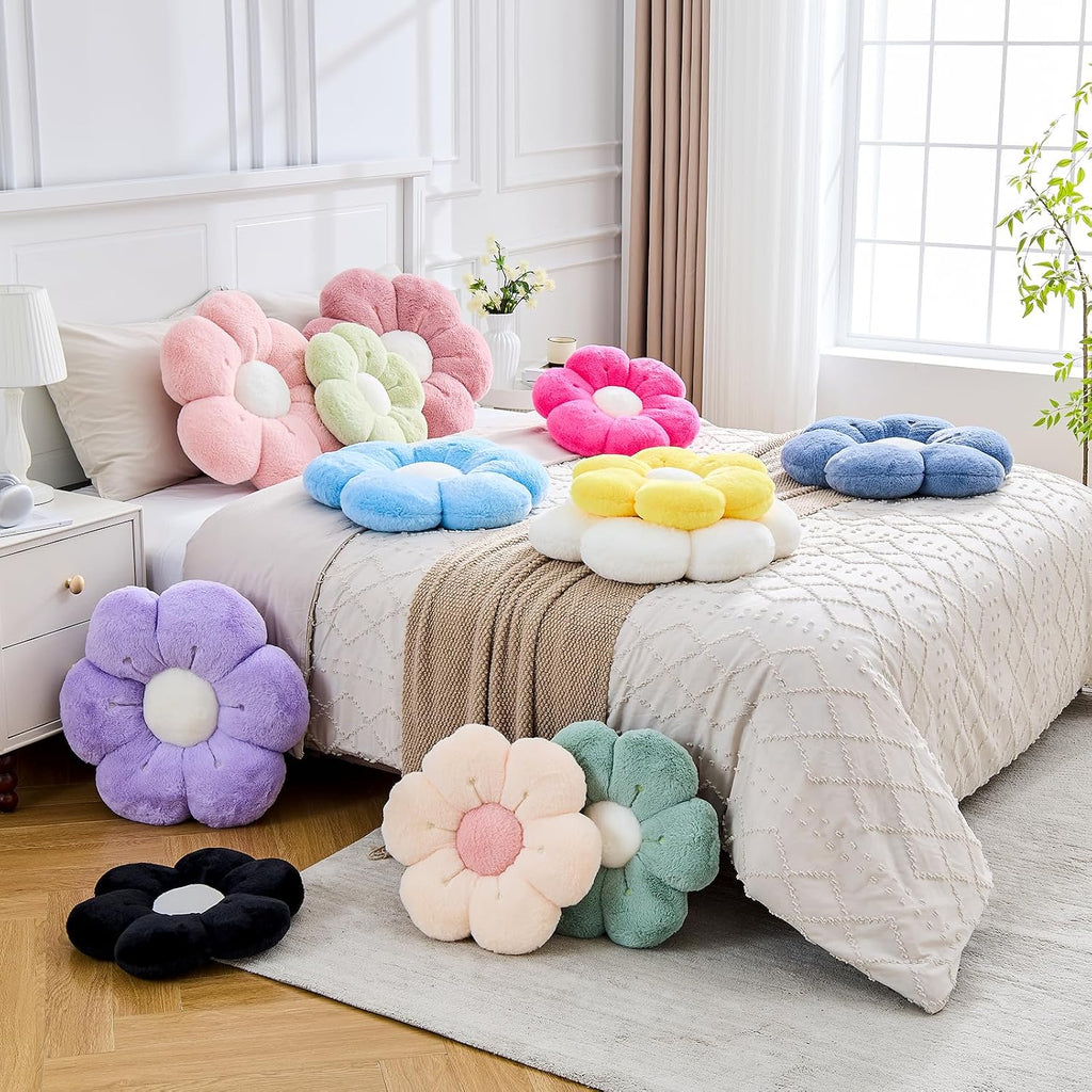 Flower Pillow Cute Flower Shaped Pillows Decorative Throw Pillows Aesthetic Home Decor Floral Daisy Cushion for Bed (Yellow, 14.9 Inch)