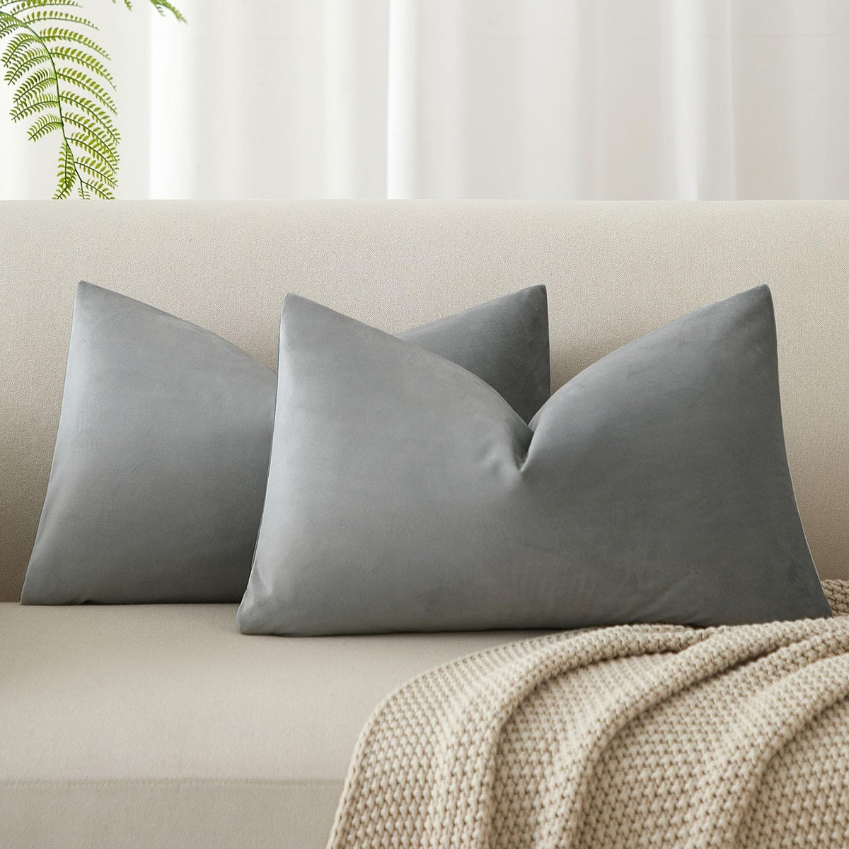 Velvet Throw Pillow Covers 18x18 for Couch Bed Sofa,Eggplant Purple