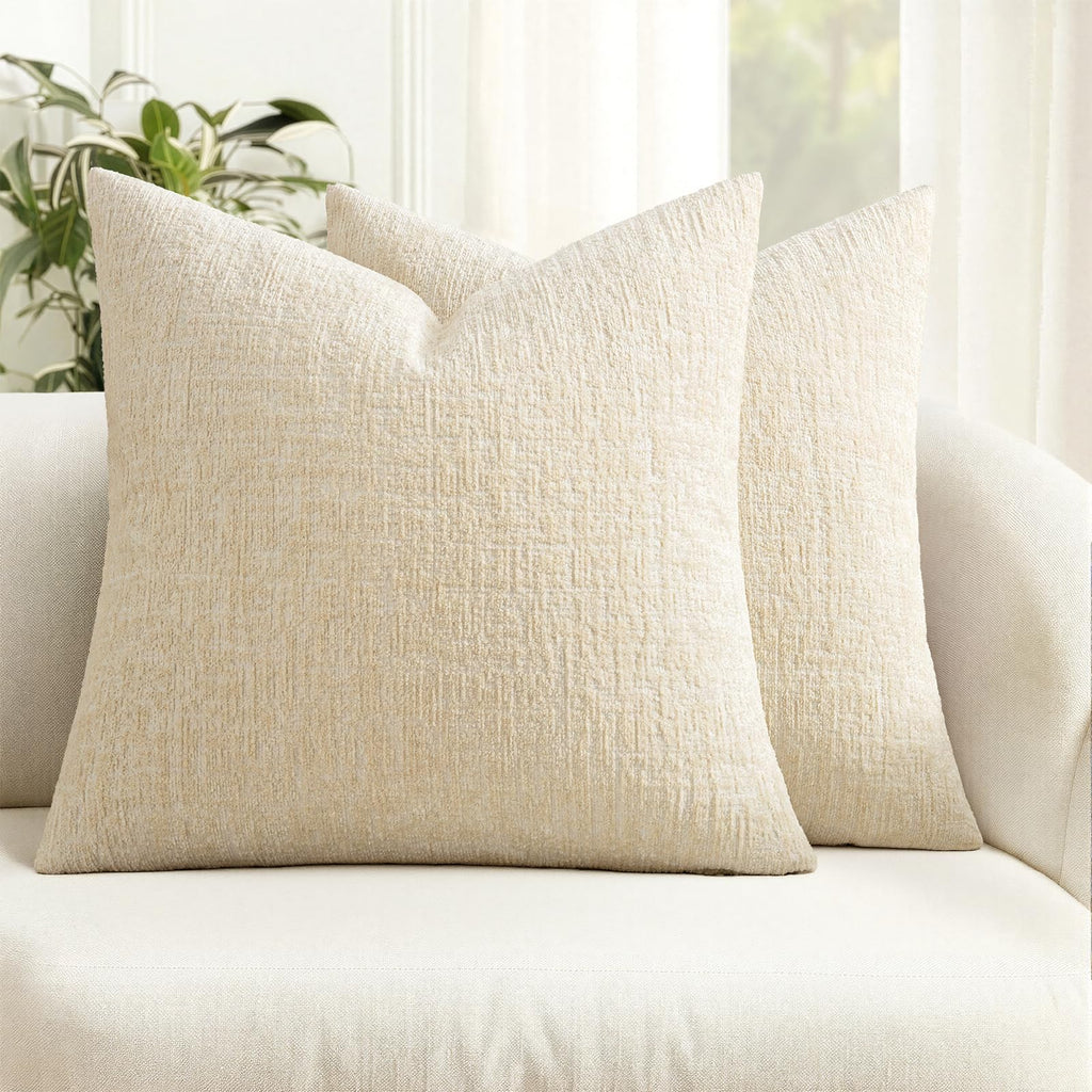 MIULEE Couch Pillow Covers Textured Chenille Home Decor 20x20 Navy Blue