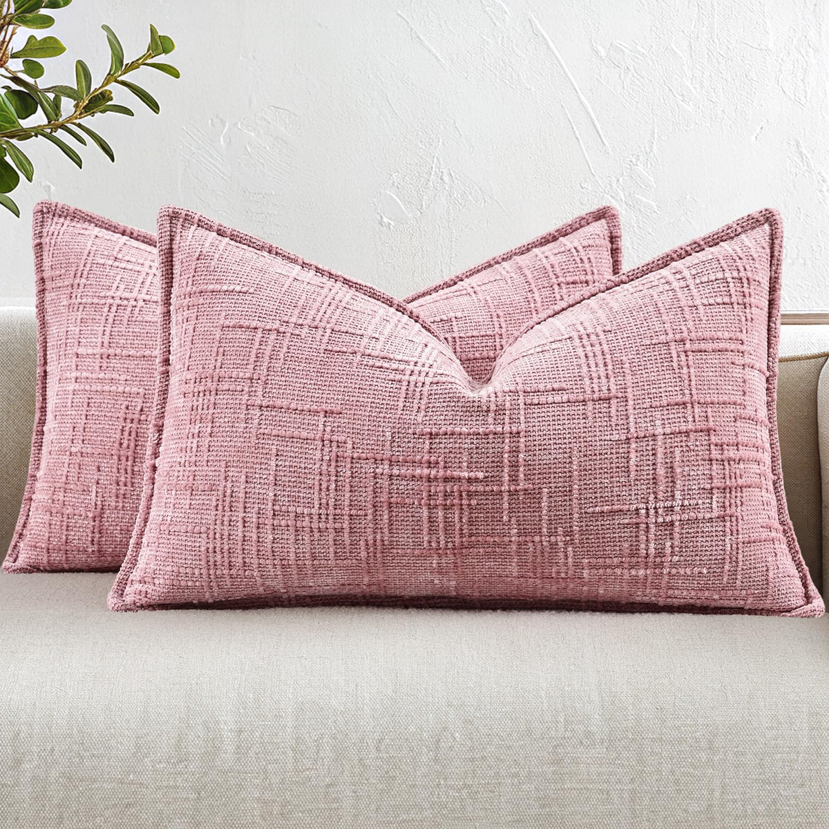 decorUhome Chenille Decorative Throw Pillow Covers 12x20 Set of 2, Navy