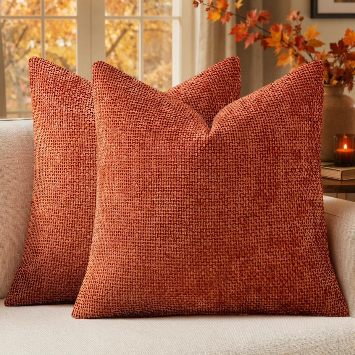 MIULEE Decorative Couch Throw Pillow Covers 20x20 Inch Neutral Beige 2 Pack