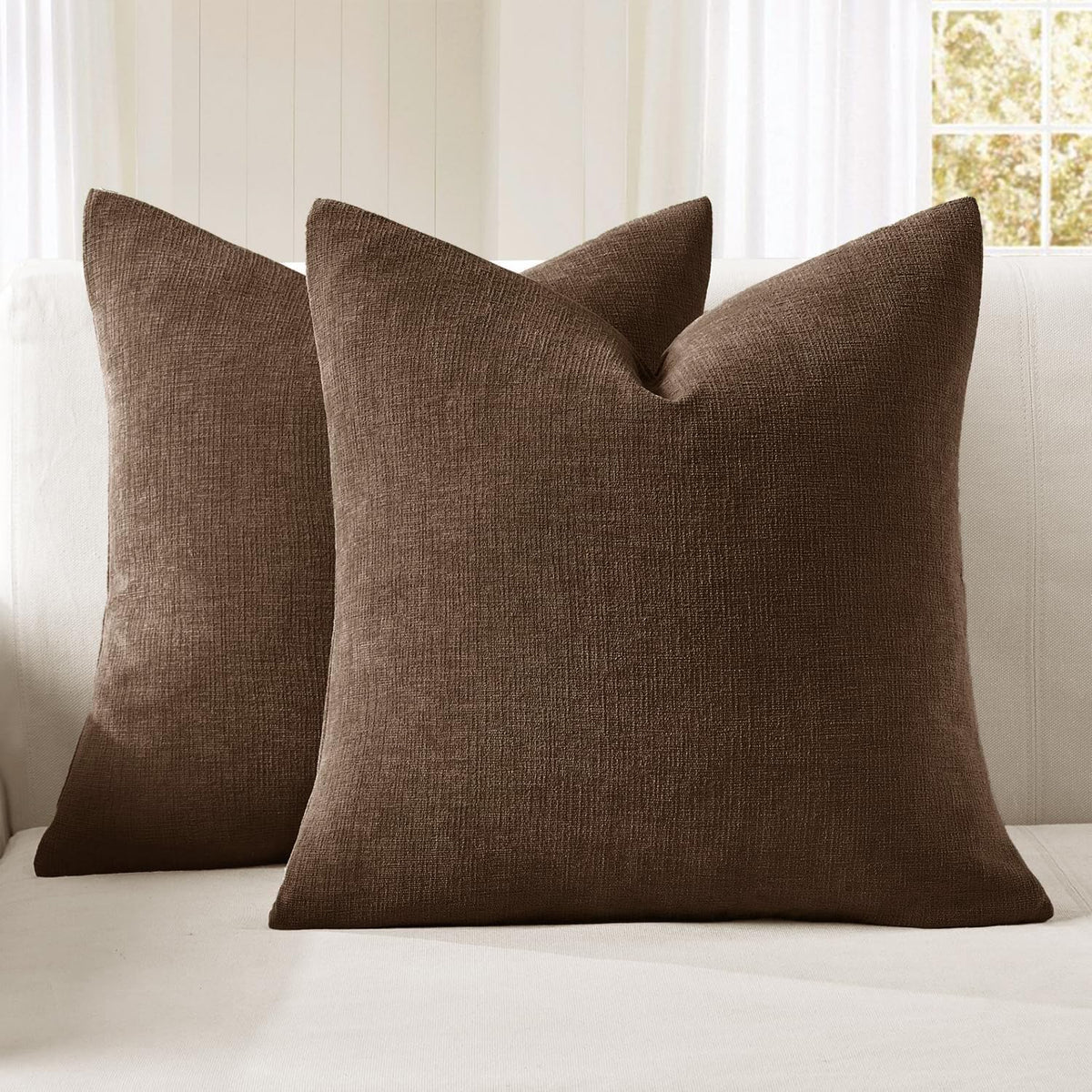 MIULEE Sage Green Chenille Couch Throw Pillow Covers, 18x18
