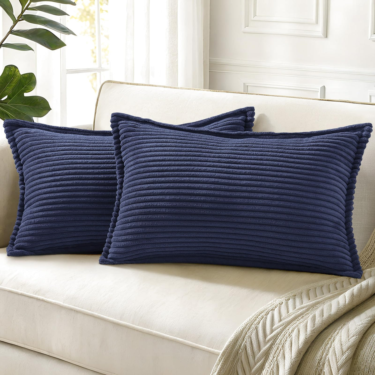 decorUhome Fall Corduroy Rust Throw Pillow Covers 18x18 Set of 2