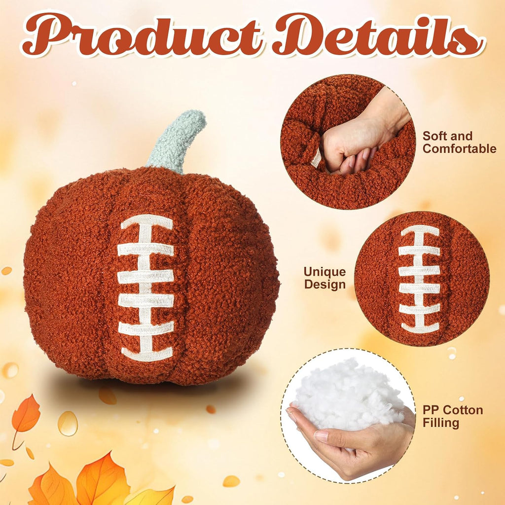 Fanfanwin Fall Football Pumpkin Throw Pillow Autumn Thanksgiving Gift