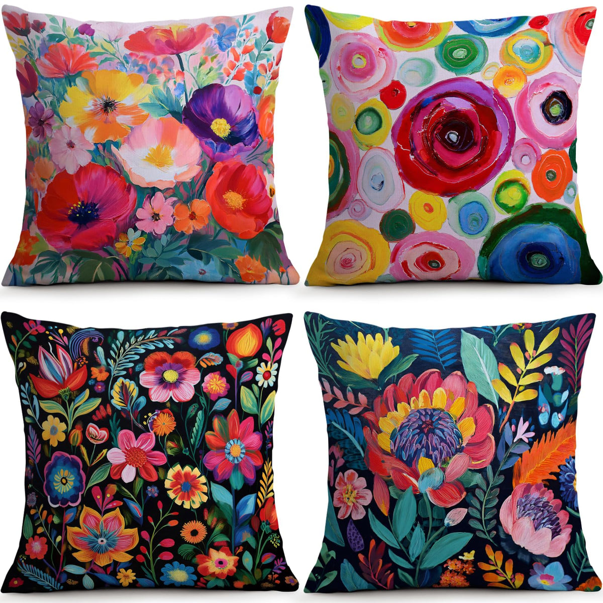 Sage Green Leaves Pillow Covers 18x18 Inch Botanical Cushion Cover Set of 4