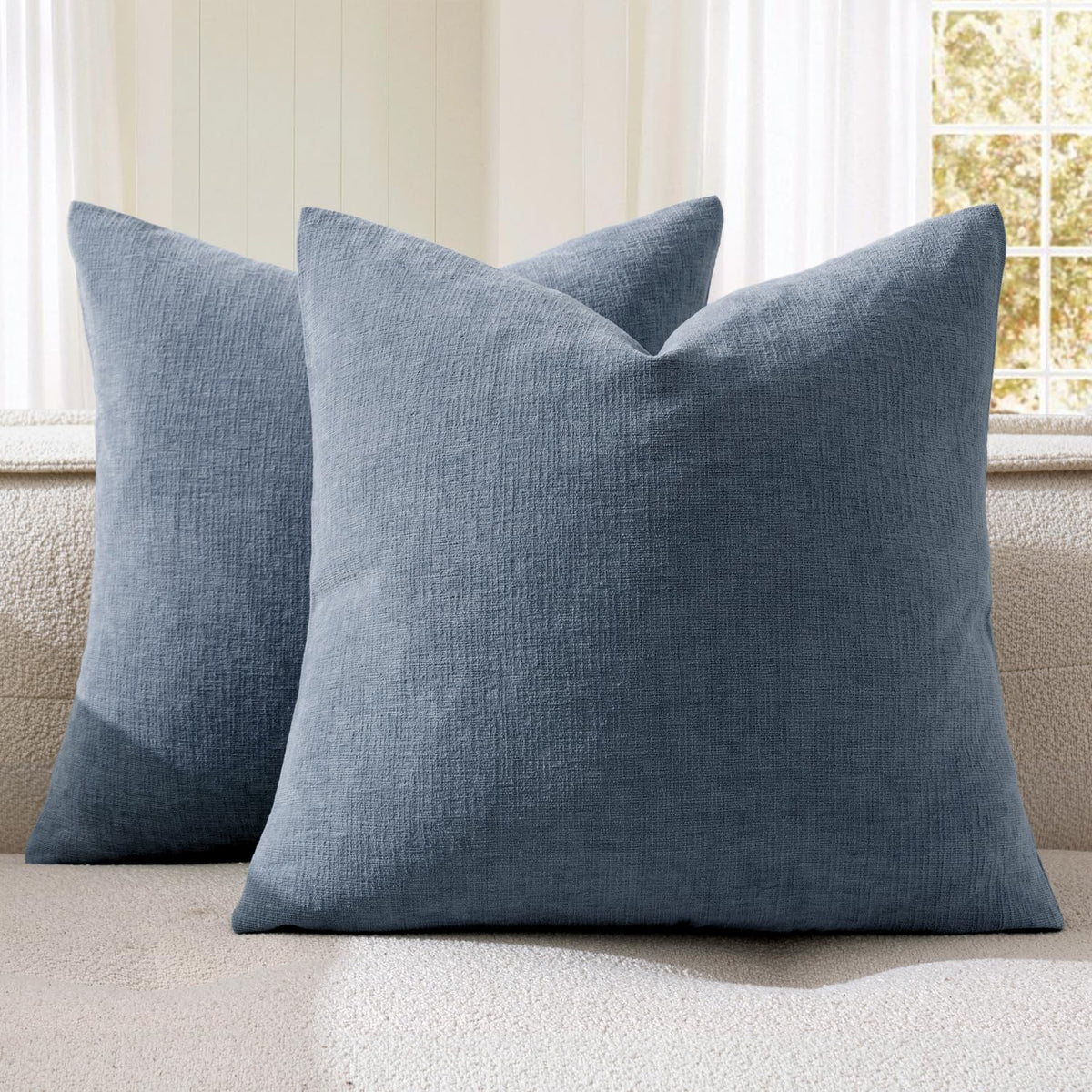 MIULEE Blush Pink Chenille Couch Throw Pillow Covers, 18x18