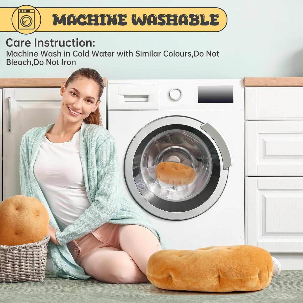 Marble Empire Potato Pillow Stuffed 3D Simulation Potato Throw Pillow Decorative Vegetable Plush Toy Soft Food Plushie(16.93inch)