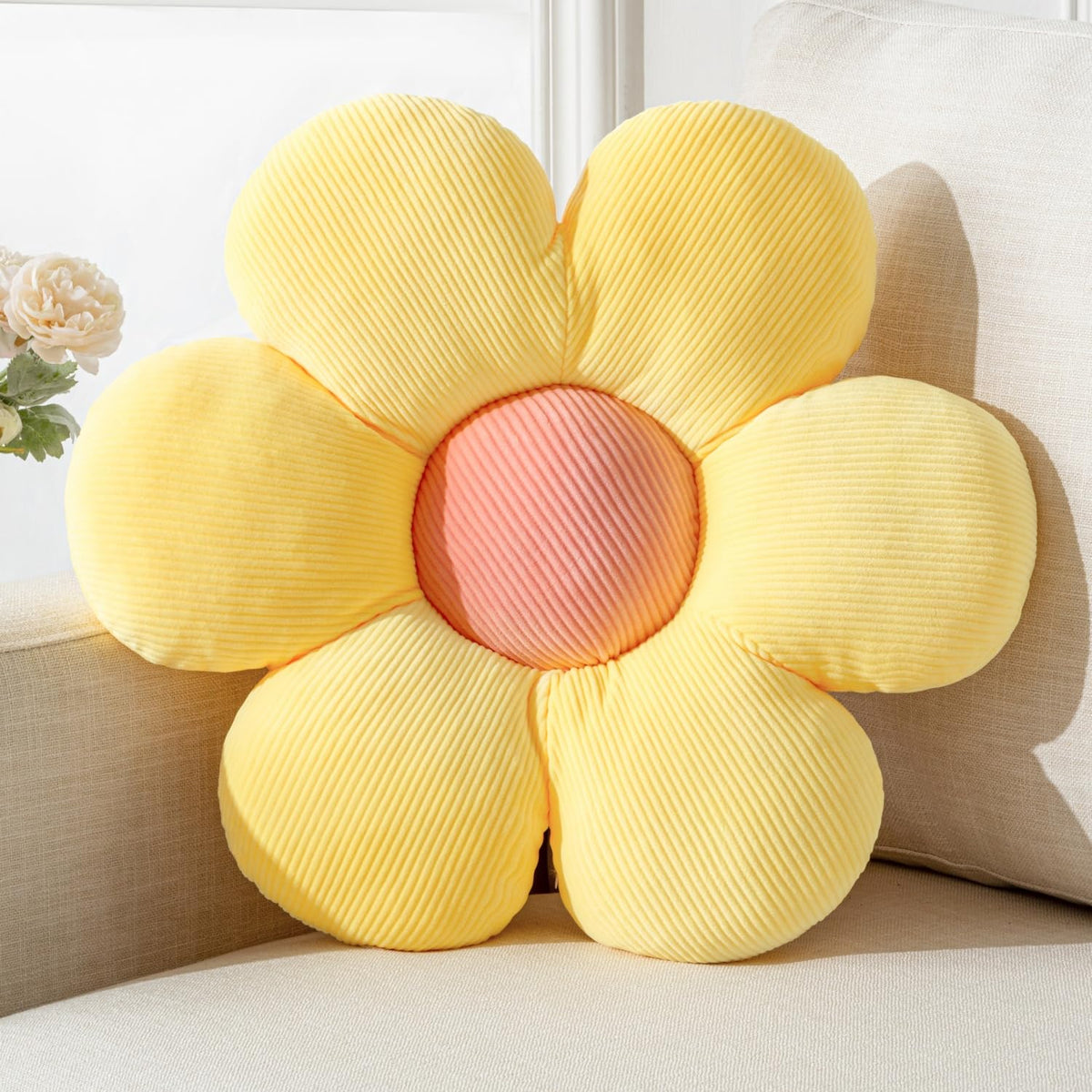 Flower Pillow,15.75" Daisy Pillow Purple Decorative Pillows