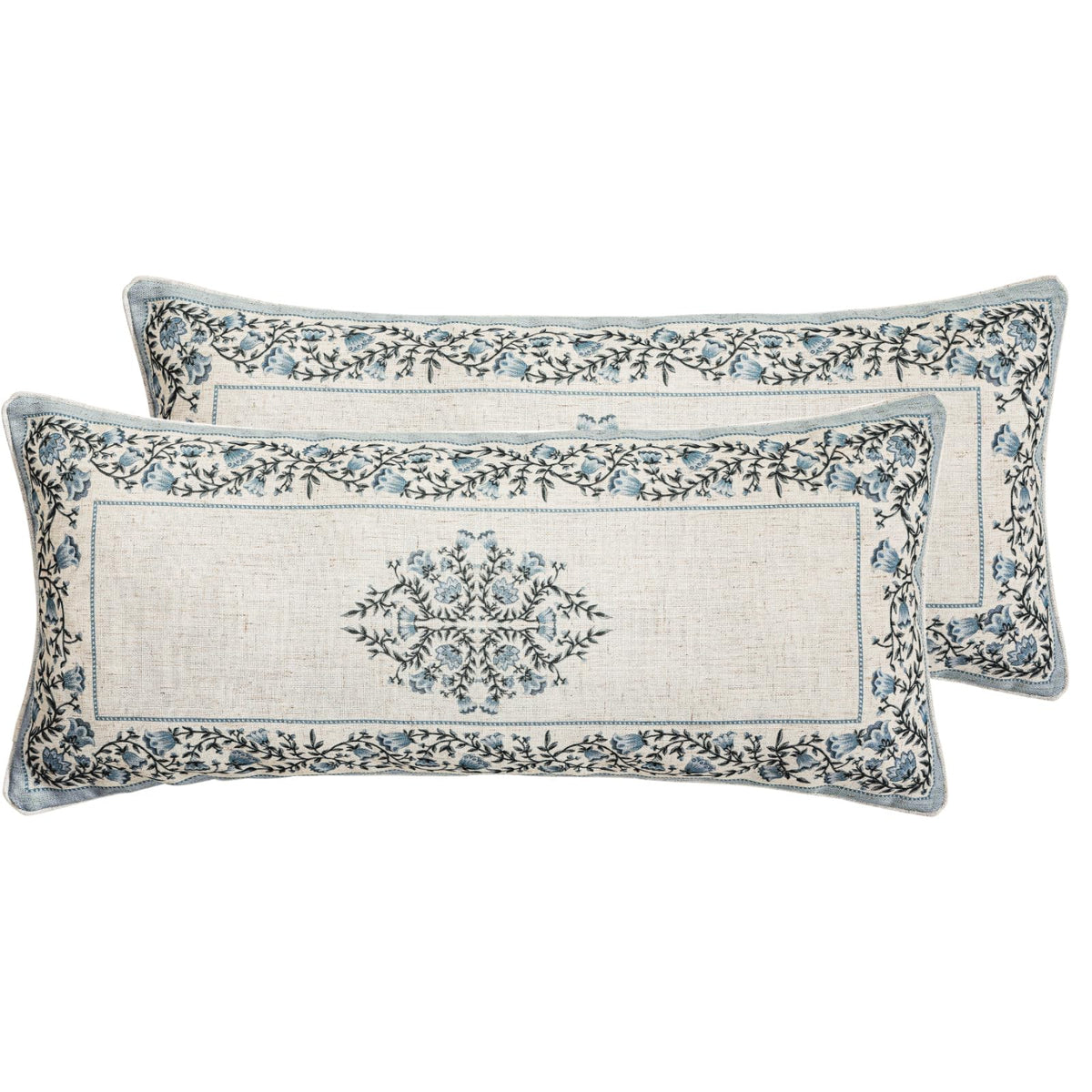 ISAENNE Vintage Elegant Linen Square Throw Pillow Cover,18"x18"-Albano A