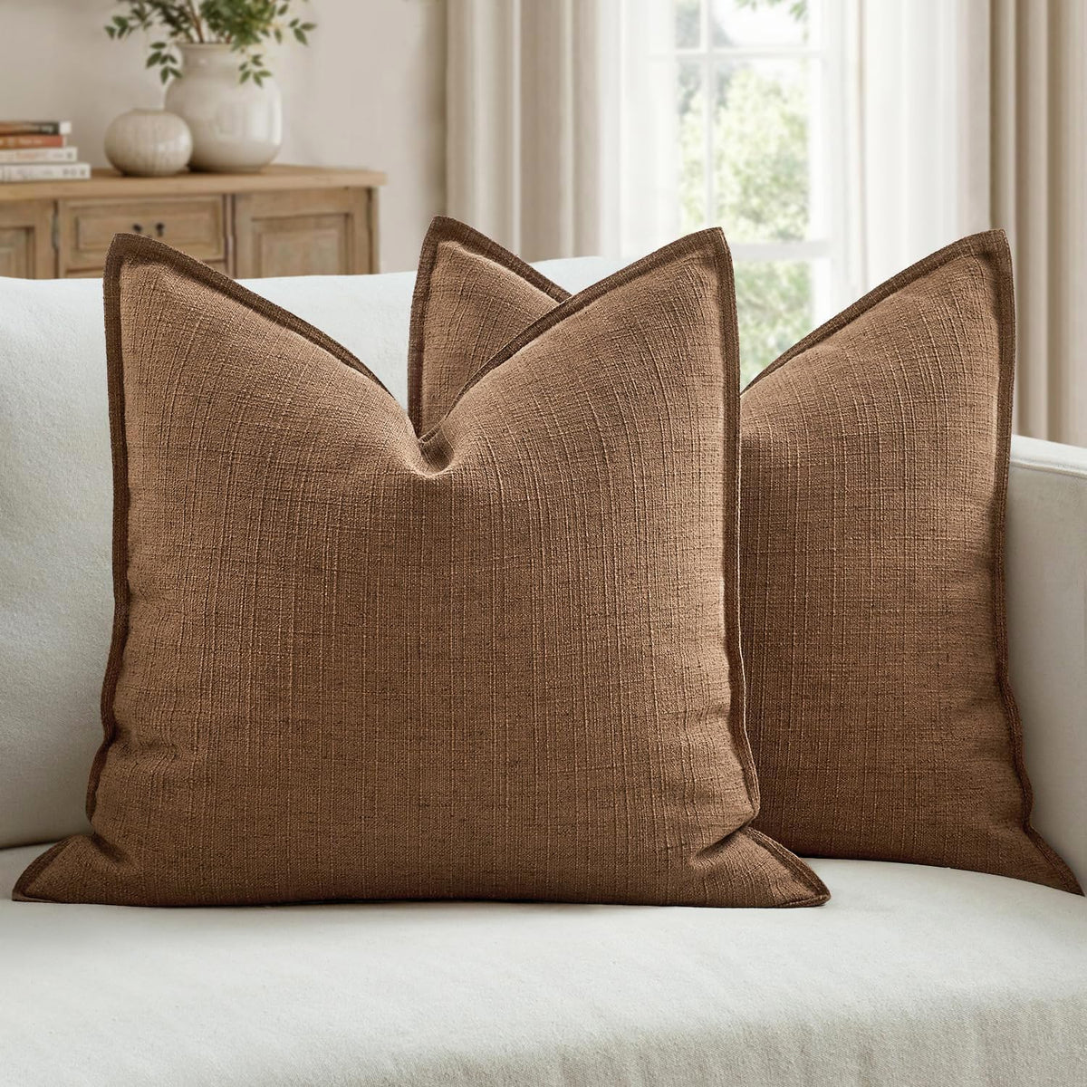 MIULEE Thick Textured Navy Blue Decorative Throw Pillow Covers 18x18 Inch