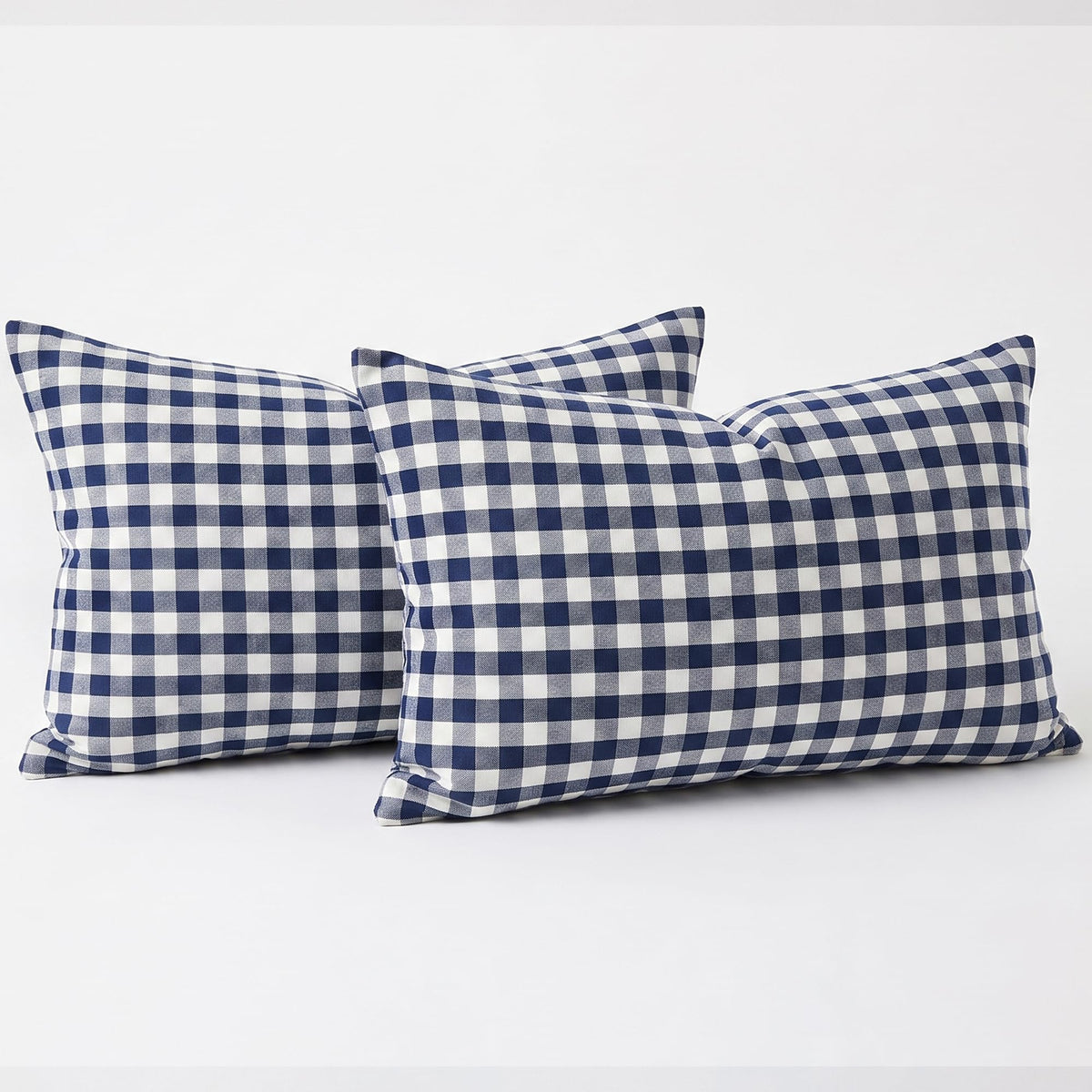 Farmhouse Brown Gingham Checkered Plaid Throw Pillow Covers 20x20 Set of 2