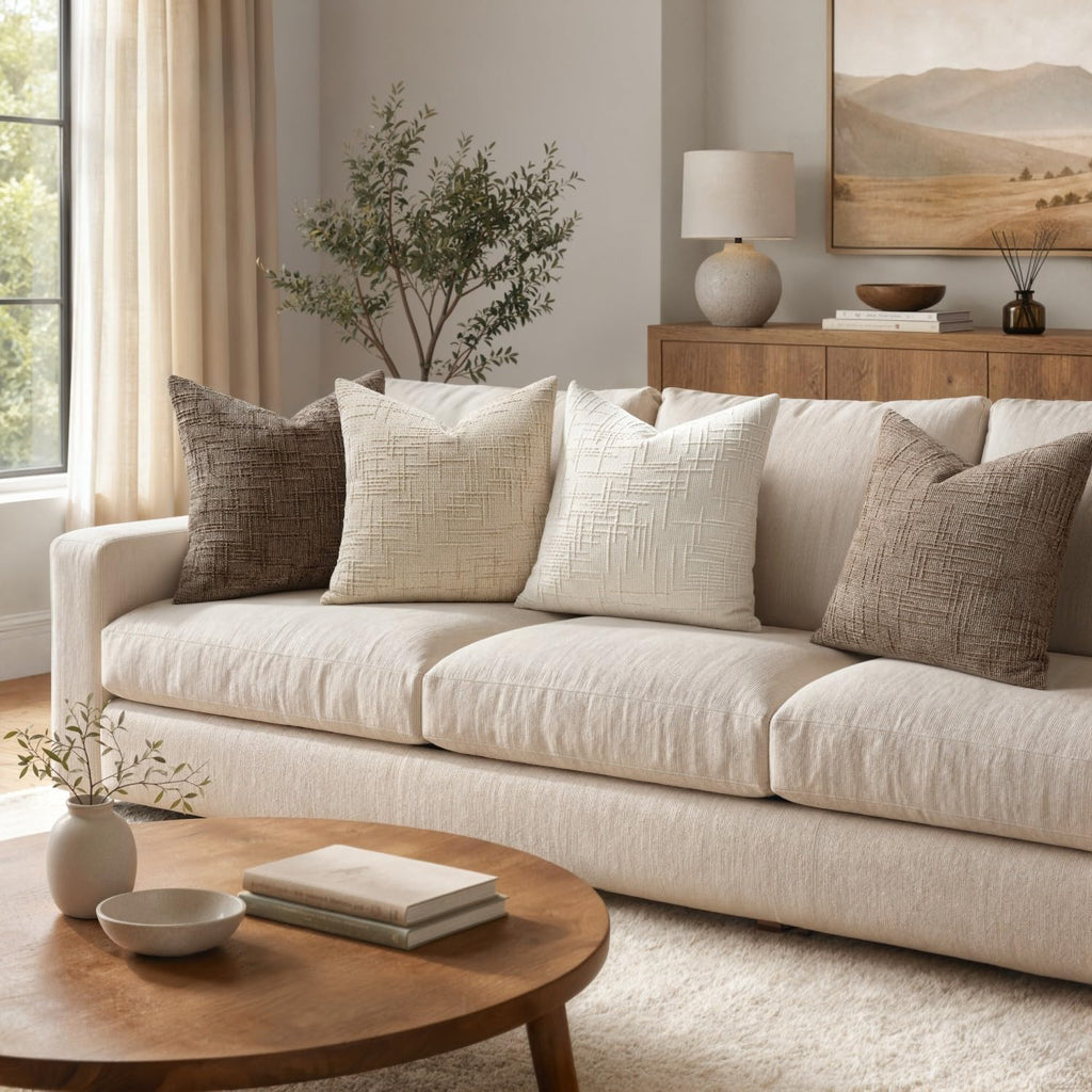 MIULEE Texture Chenille Decorative Throw Pillow Covers Neutral Beige 18x18