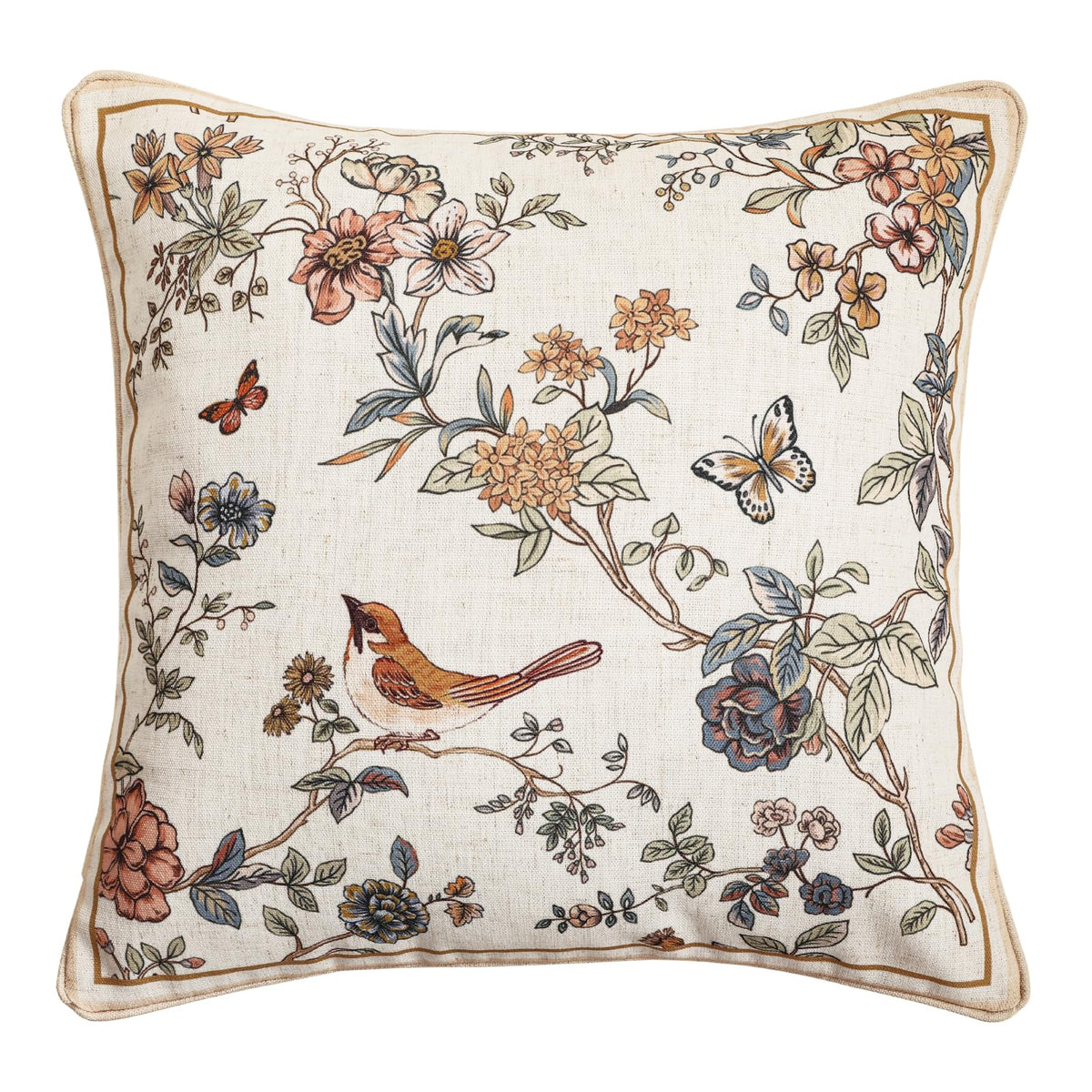 ISAENNE Vintage Elegant Linen Square Throw Pillow Cover,18"x18"-Albano A