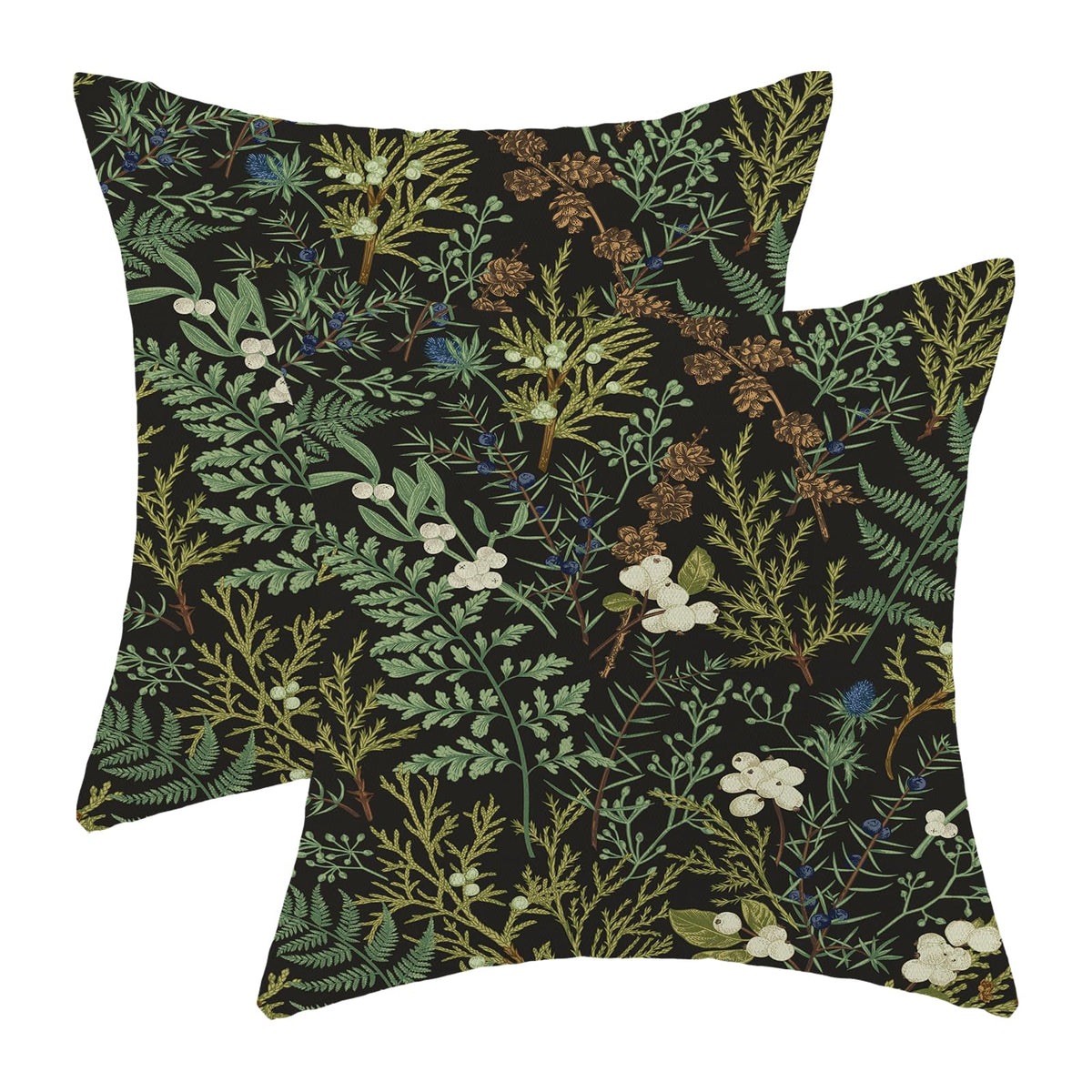 AEIOAE Spring Pillow Covers 18x18 Inch Set of 2,Blue Teal Wild Flower Plant Throw Pillows Case,Seasonal Floral Outdoor Decorative Square Linen Farmhouse Decor Cushion Covers for Home Sofa Bed Couch