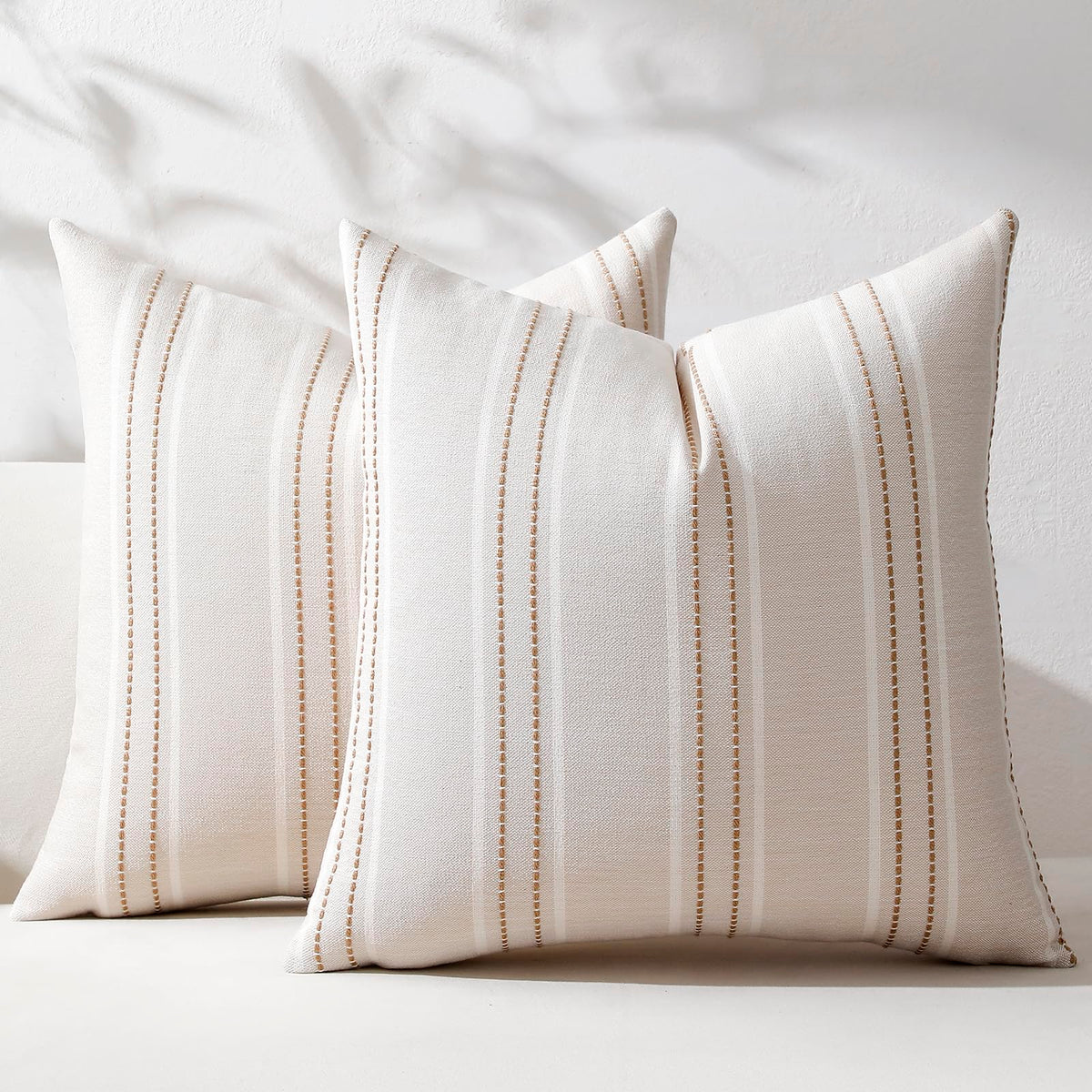 Hckot Sage Green Throw Pillow Covers 20x20 Set of 2 Striped Pillow Covers