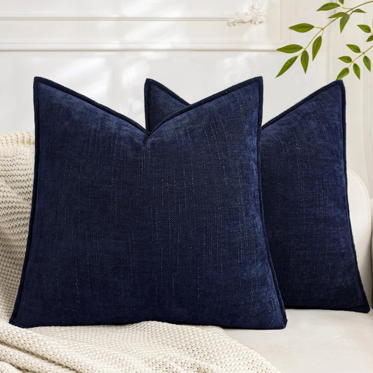 Set of 2 Soft Textured Decorative Throw Pillow Covers 18x18 Inch Cozy Farmhouse Cushion Cover Square Accent Pillow Cases for Bed Couch Sofa Living Room, Taupe Grey
