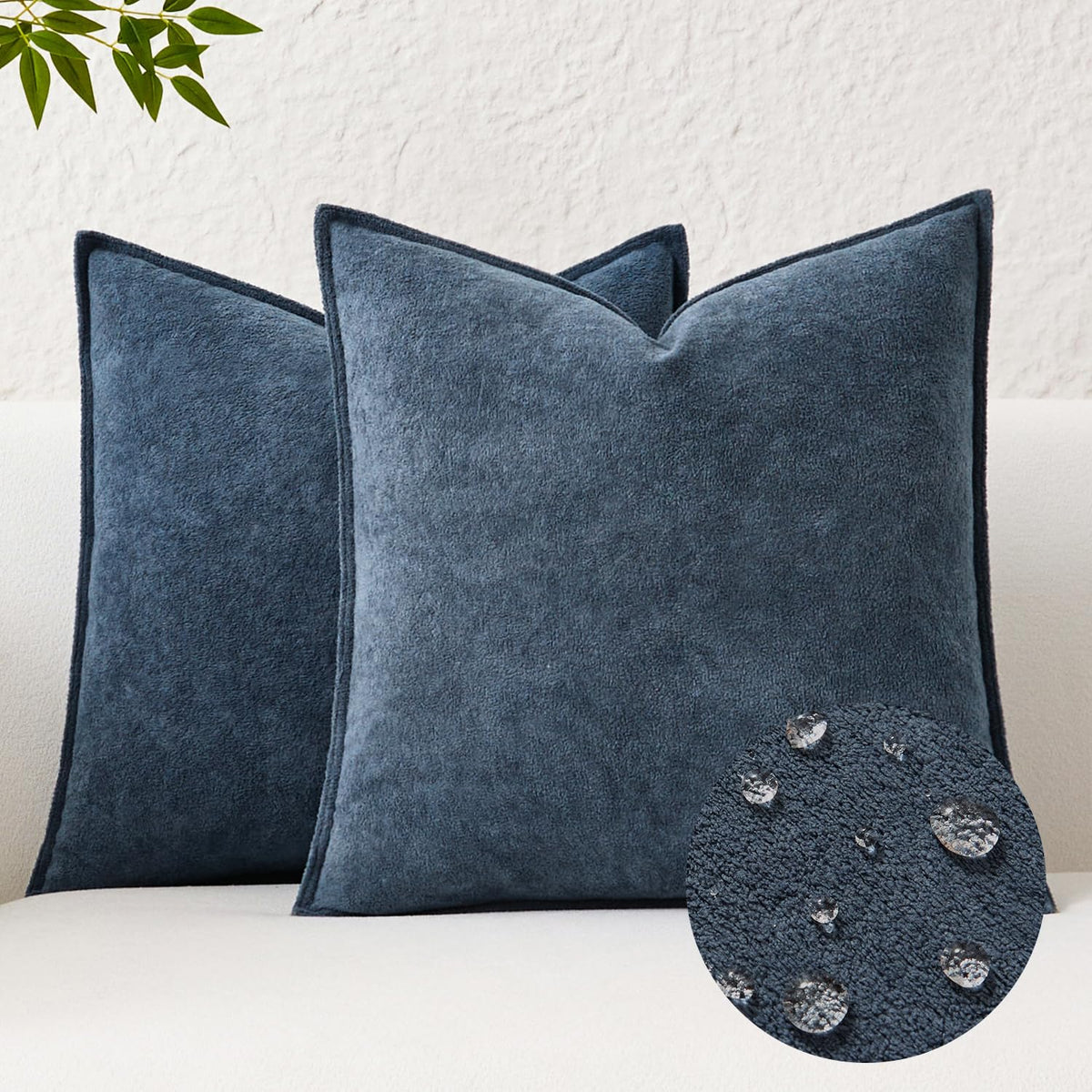 Kevin Textile Soft Waterproof Pillow Covers 20x20 Inch 2 Pack, Moss Green