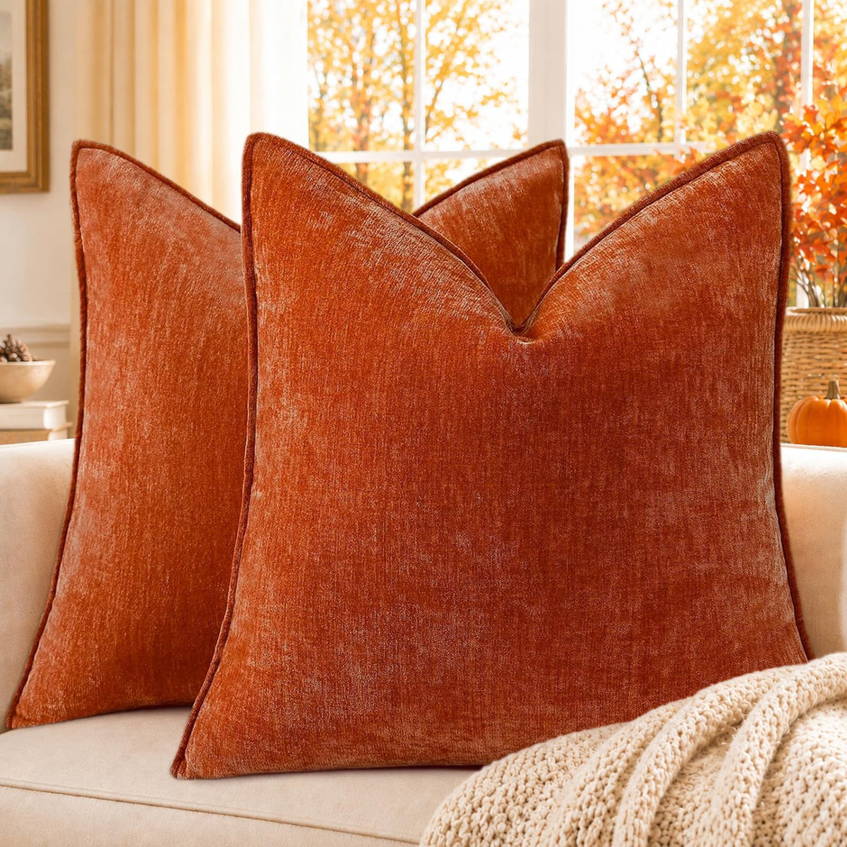 decorUhome Chenille Ultimate Gray Throw Pillow Covers 18x18 Set of 2