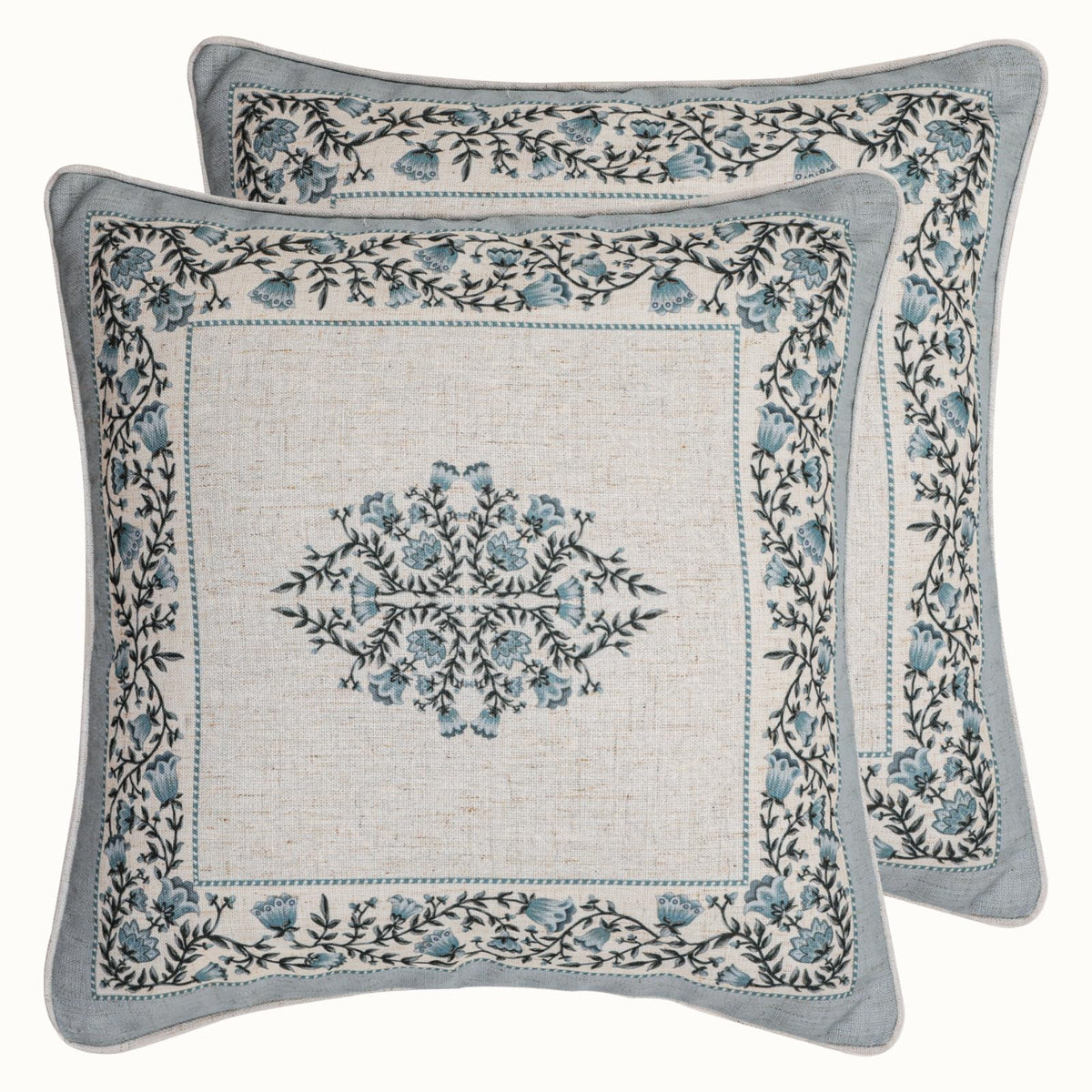 ISAENNE Vintage Elegant Linen Square Throw Pillow Cover,18"x18"-Albano A