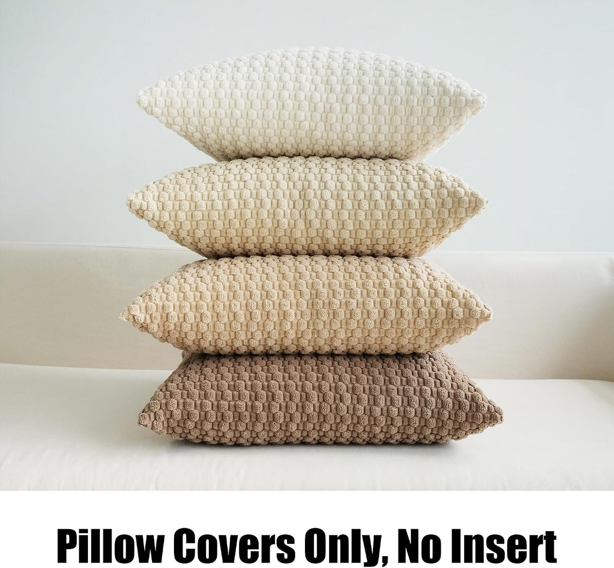 JOJUSIS Pack of 4 Throw Pillow Covers, Cream-Chocolate, 18 x 18 Inch