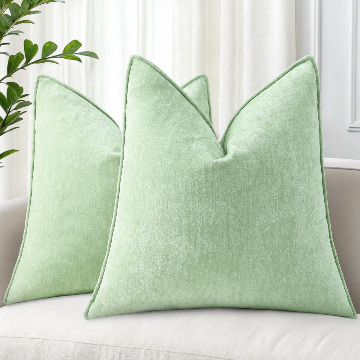 decorUhome Chenille Ultimate Gray Throw Pillow Covers 18x18 Set of 2
