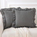 2 Pack Taupe White Gingham Ruffle Throw Pillow Covers 18''x18''