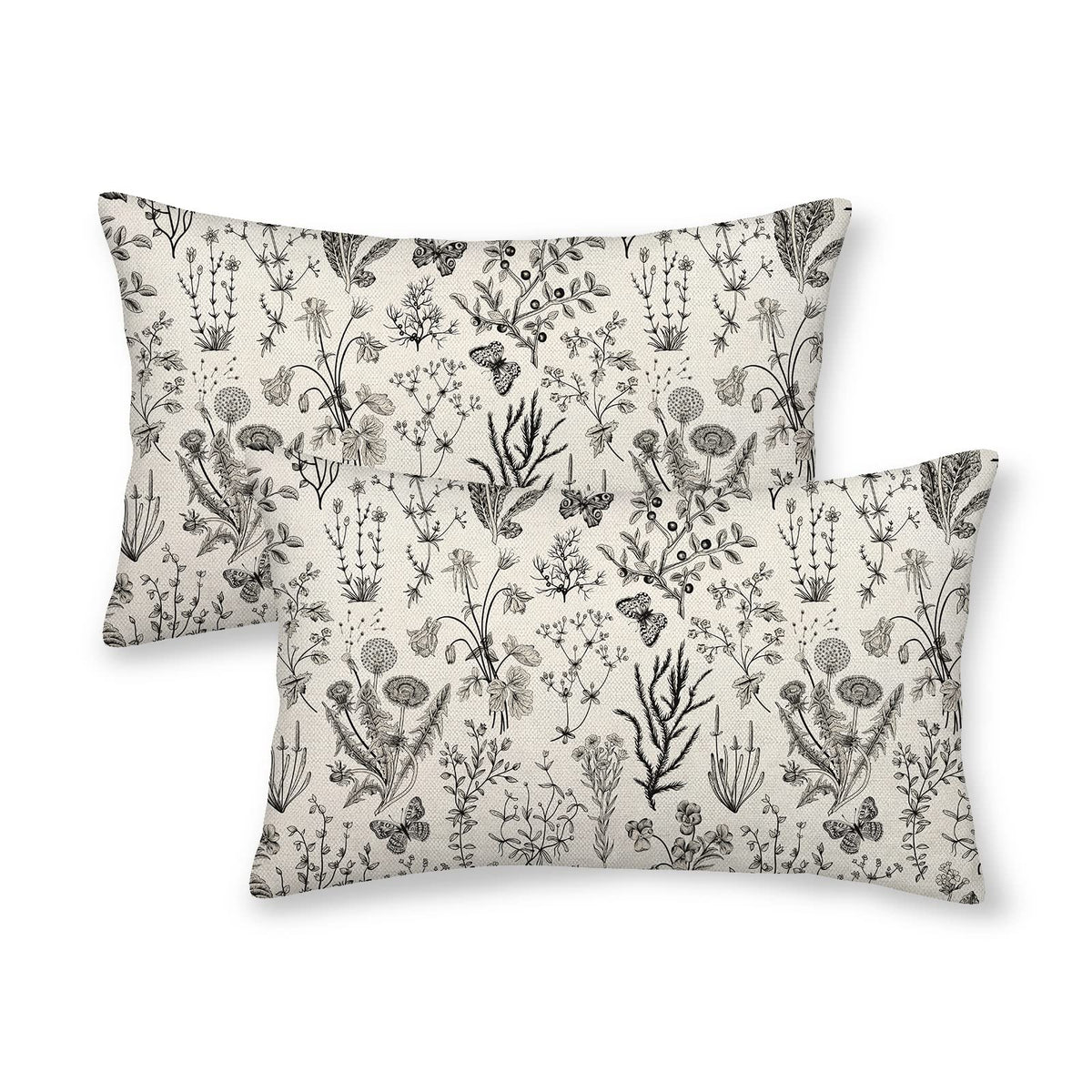 AEIOAE Spring Pillow Covers 18x18 Inch Set of 2,Blue Teal Wild Flower Plant Throw Pillows Case,Seasonal Floral Outdoor Decorative Square Linen Farmhouse Decor Cushion Covers for Home Sofa Bed Couch
