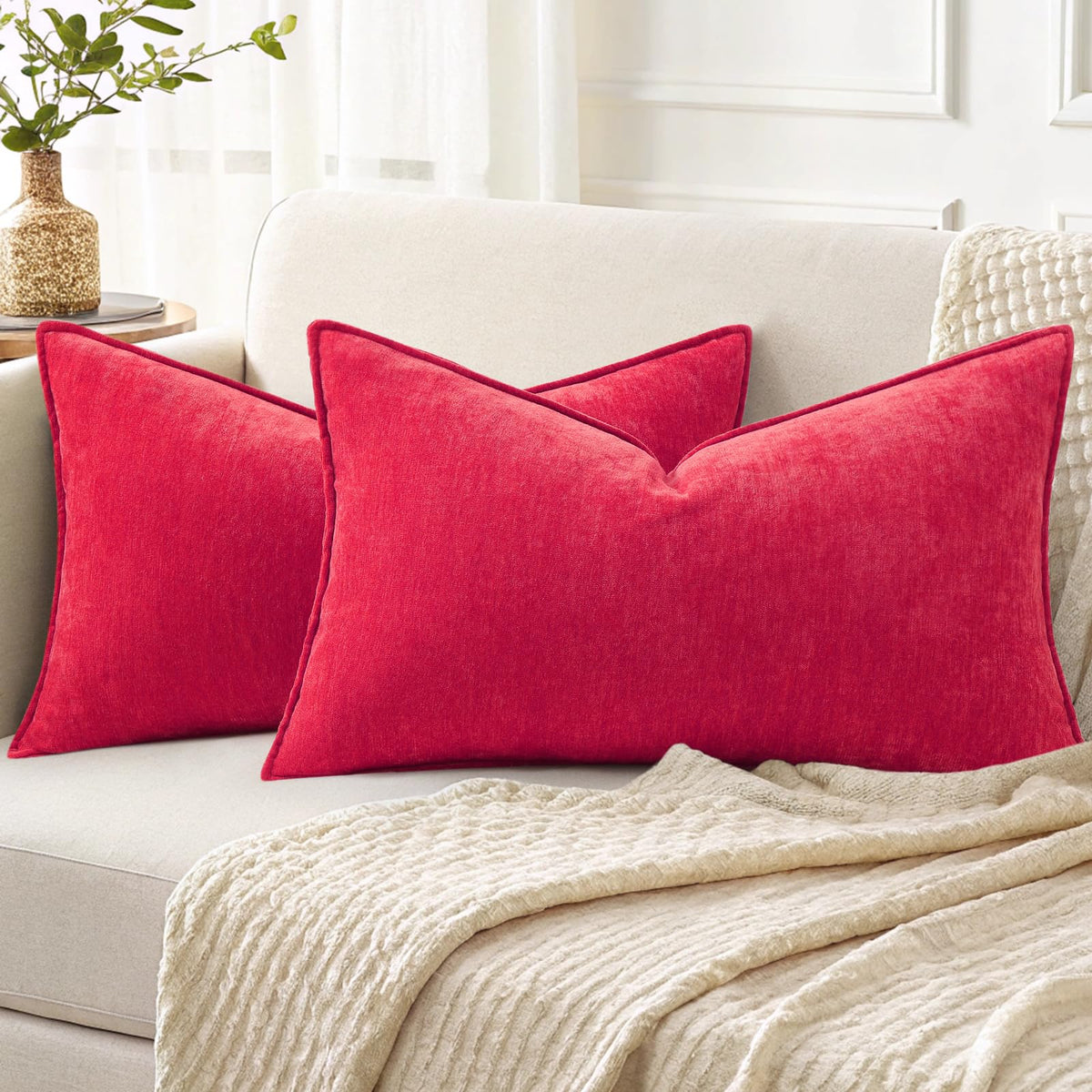 decorUhome Chenille Ultimate Gray Throw Pillow Covers 18x18 Set of 2