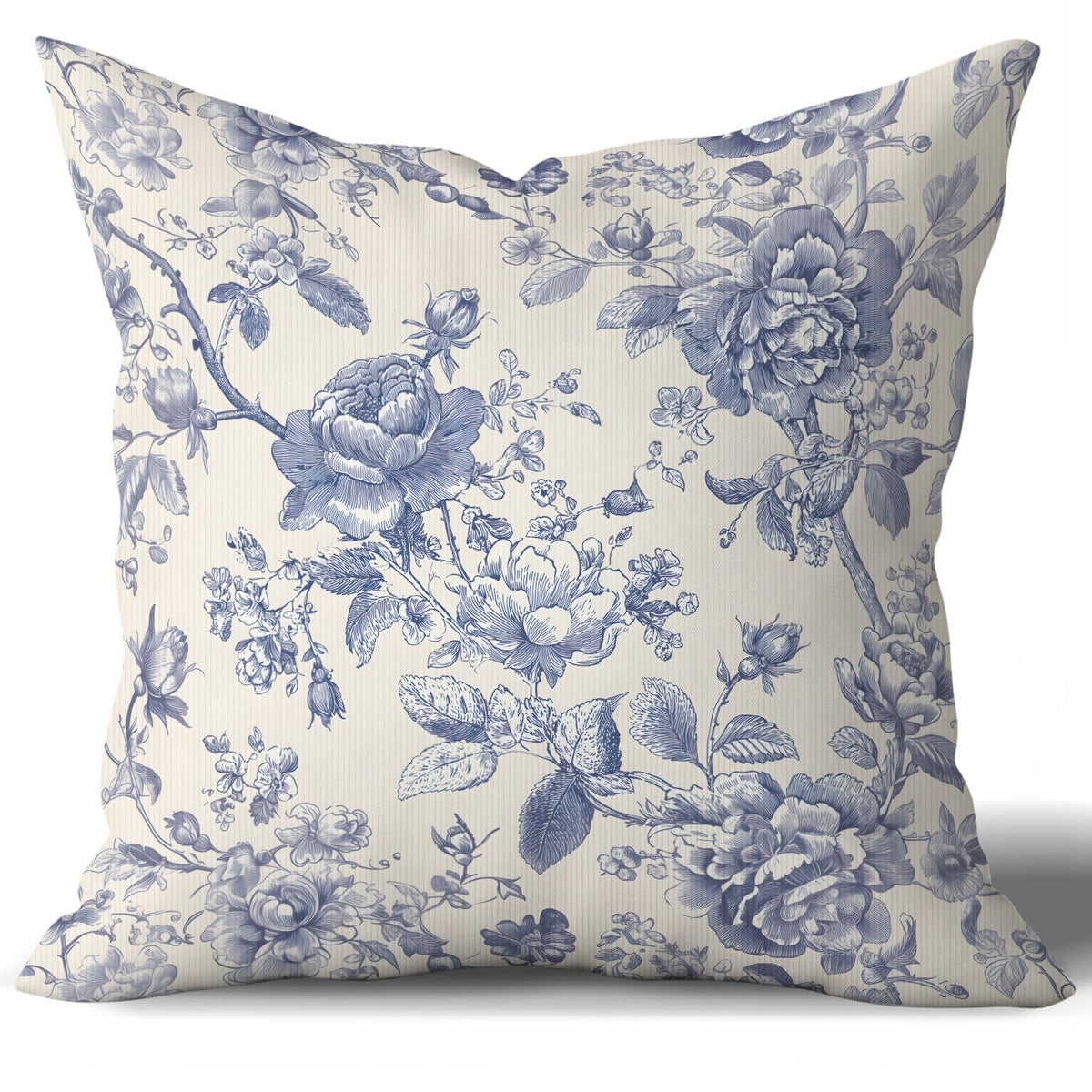 Vintage Blue Floral Throw Pillow Covers 18x18inch,William Morris Inspired Botanical Art Decorative Pillowcase Cushion Cover for Sofa Living Room Bed,Square Home Decor