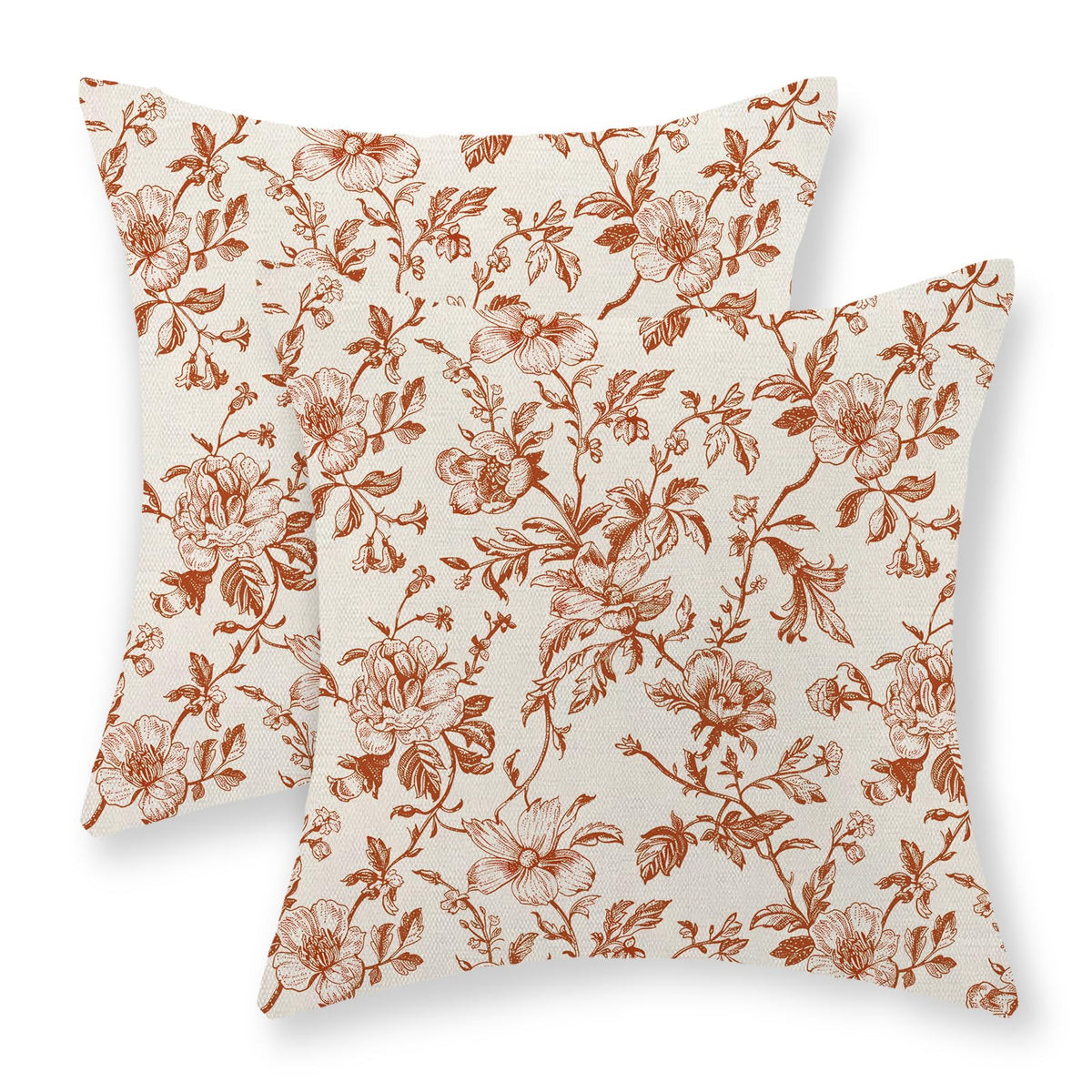 Boho Pillow Covers 18x18 Inch 2 Pcs Vintage Burnt Orange Grey Beige Carpet Pattern Ethnic Decor Throw Pillows Retro Outdoor Farmhouse Decoration Pillowcase Linen Cushion Cover for Couch Sofa