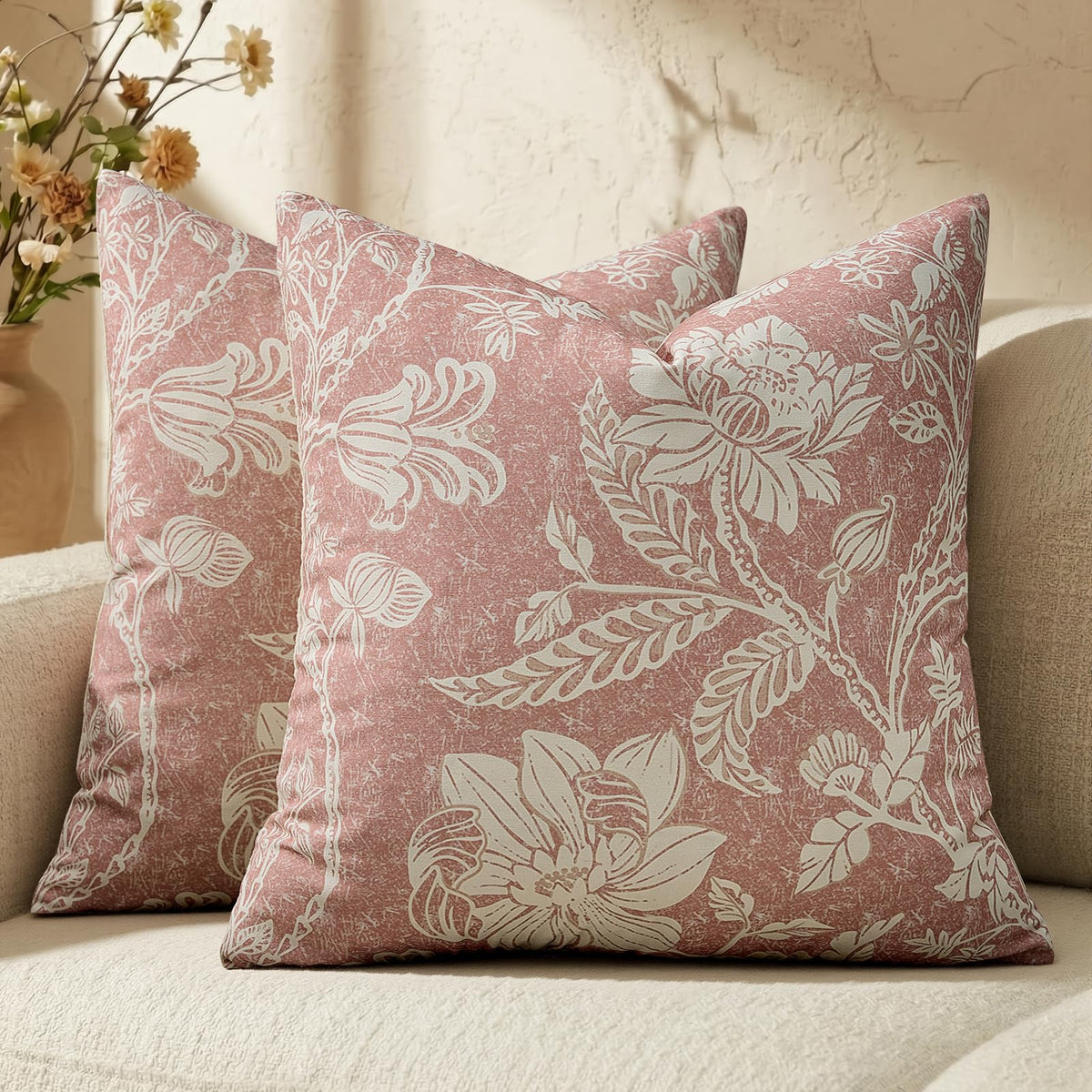 Cotton Navy Blue 18x18 Floral Decorative Sofa Couch Throw Pillow Covers