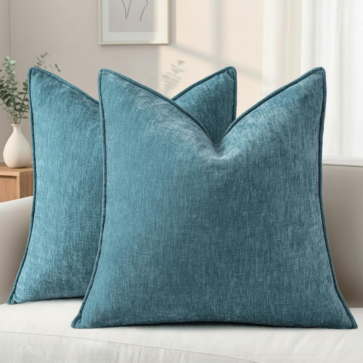 decorUhome Chenille Ultimate Gray Throw Pillow Covers 18x18 Set of 2