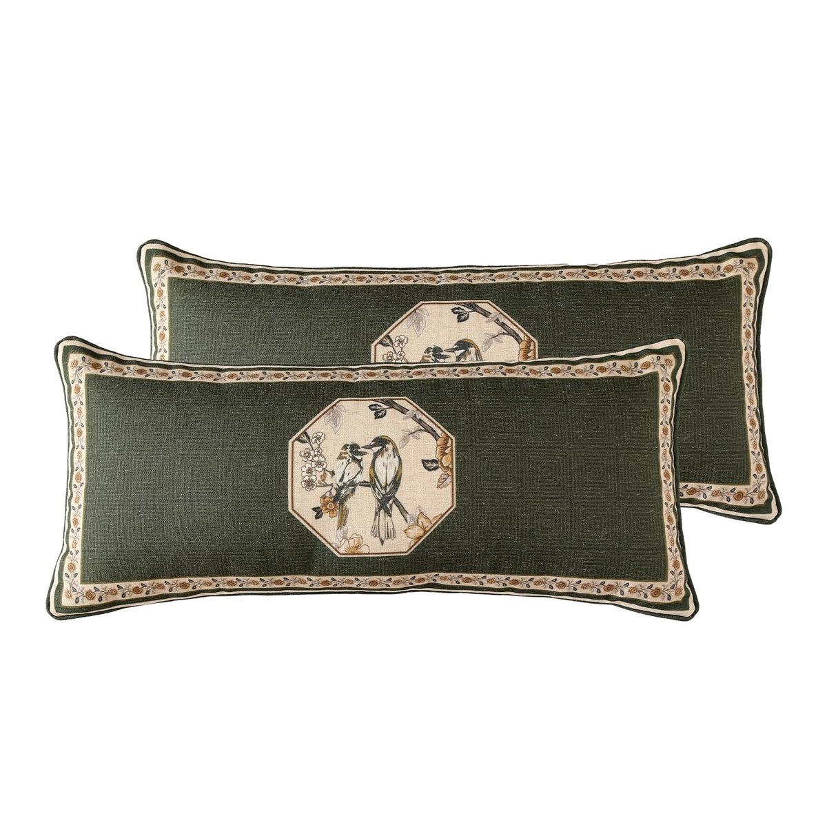 ISAENNE Vintage Elegant Linen Square Throw Pillow Cover,18"x18"-Albano A