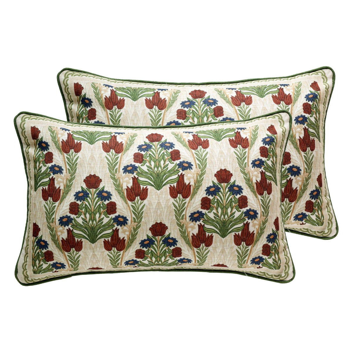 ISAENNE Vintage Elegant Linen Square Throw Pillow Cover,18"x18"-Albano A