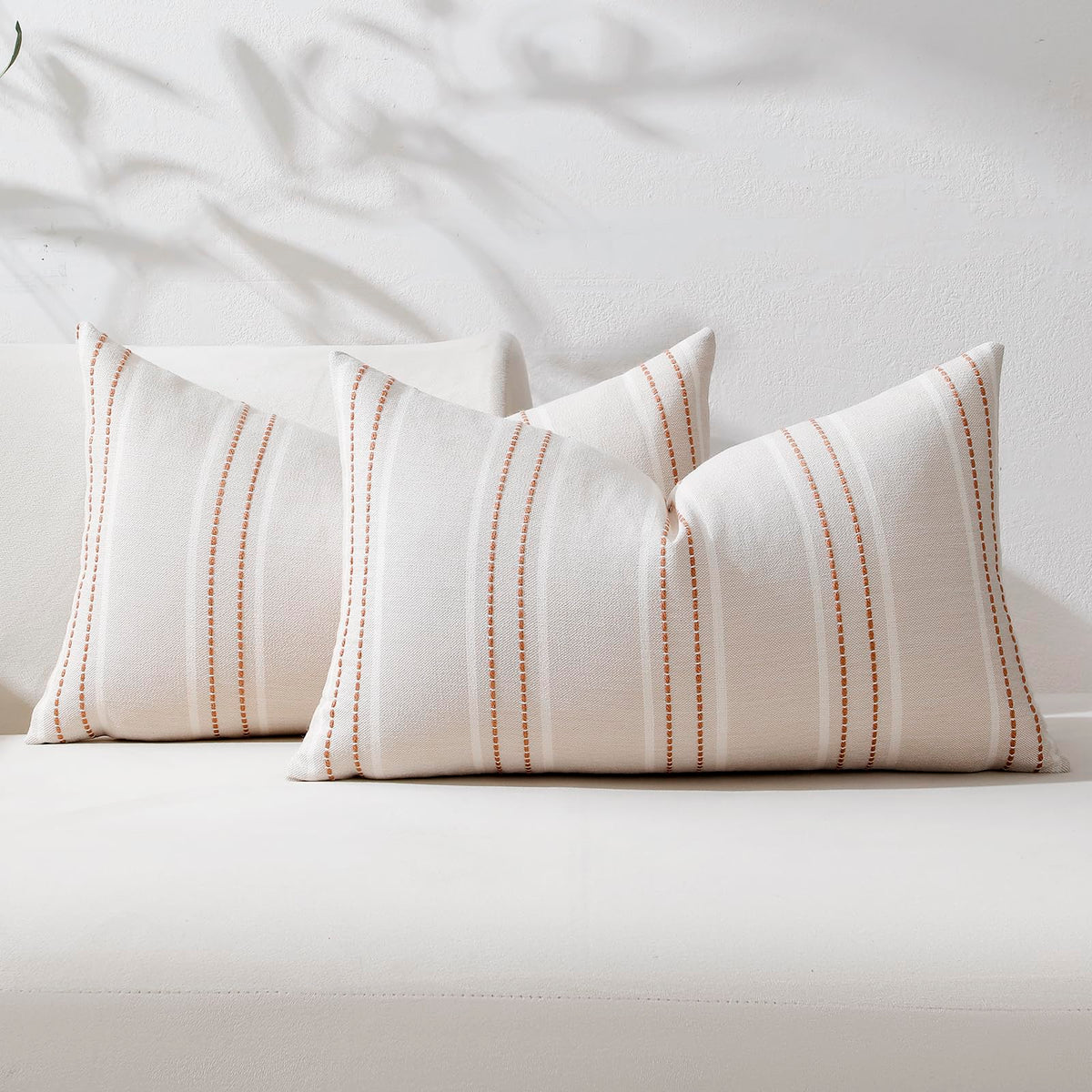 Hckot Sage Green Throw Pillow Covers 20x20 Set of 2 Striped Pillow Covers