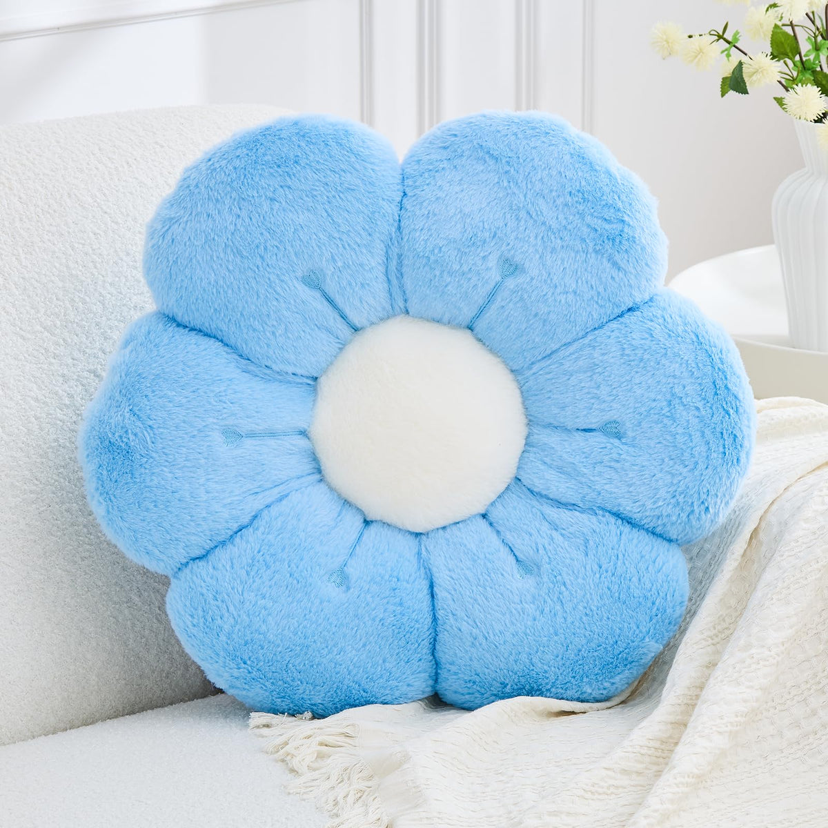 Flower Pillow Cute Flower Shaped Pillows Decorative Throw Pillows Aesthetic Home Decor Floral Daisy Cushion for Bed (Yellow, 14.9 Inch)
