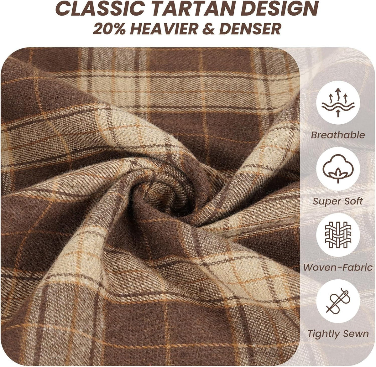 Chocolate Dark Brown Tartan Plaid Fall Cute Throw Pillow Covers 18x18